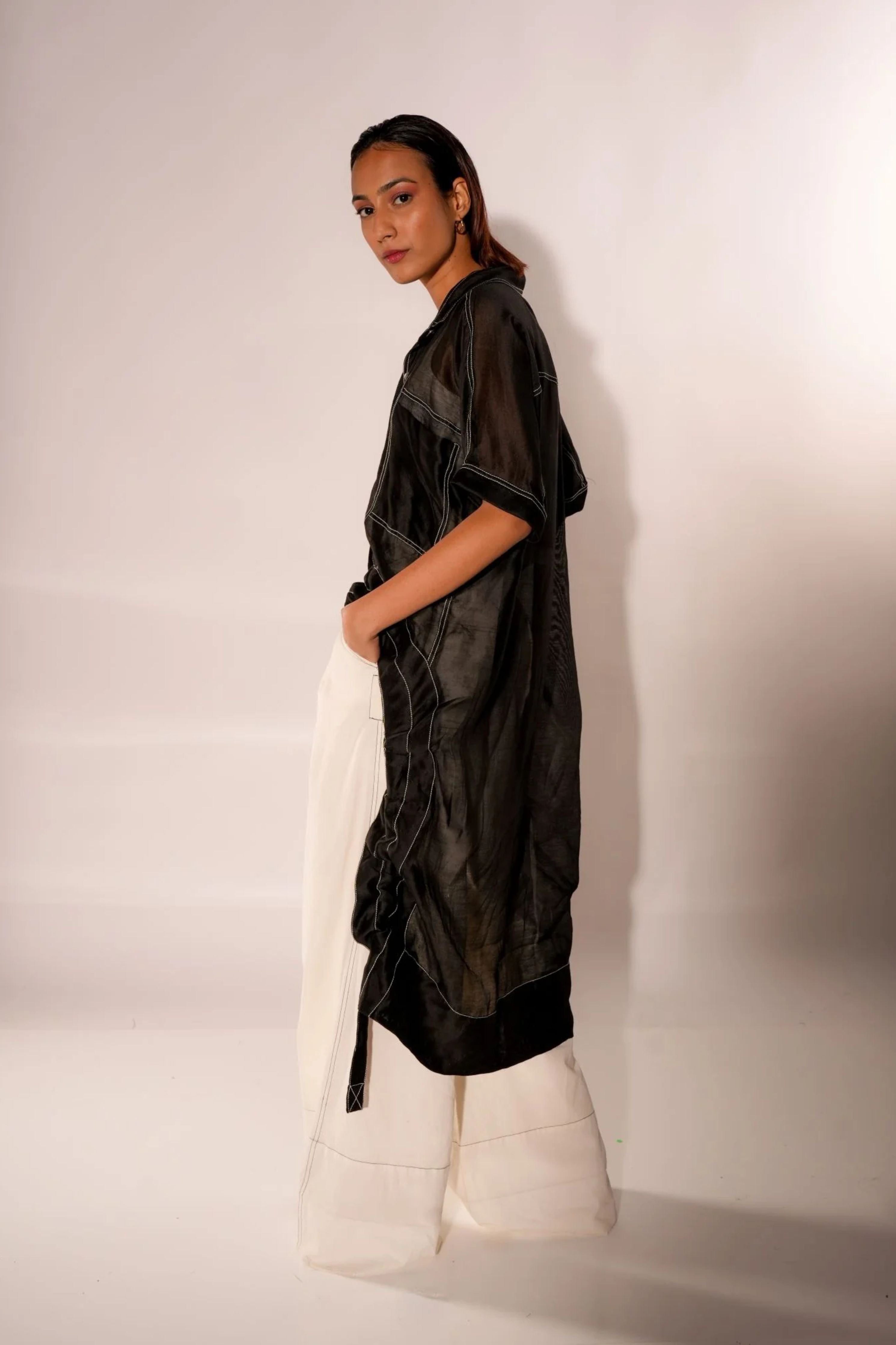Vidya Balan In BLACK ASYMMETRICAL DRAWSTRING INVERTED U
