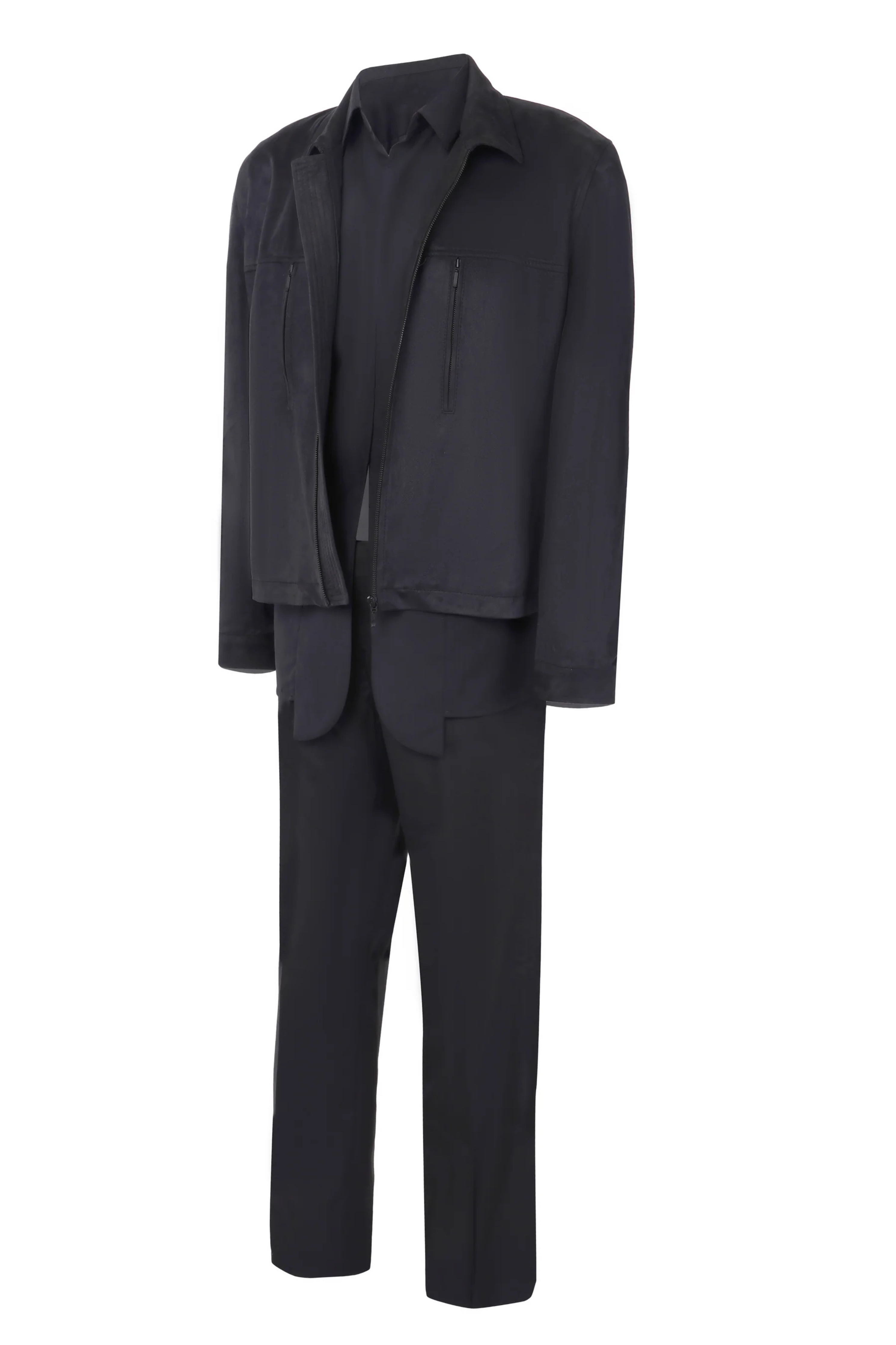 Akshay Kumar in Black Suede Biker Jacket with Stretch Shirt and Trousers