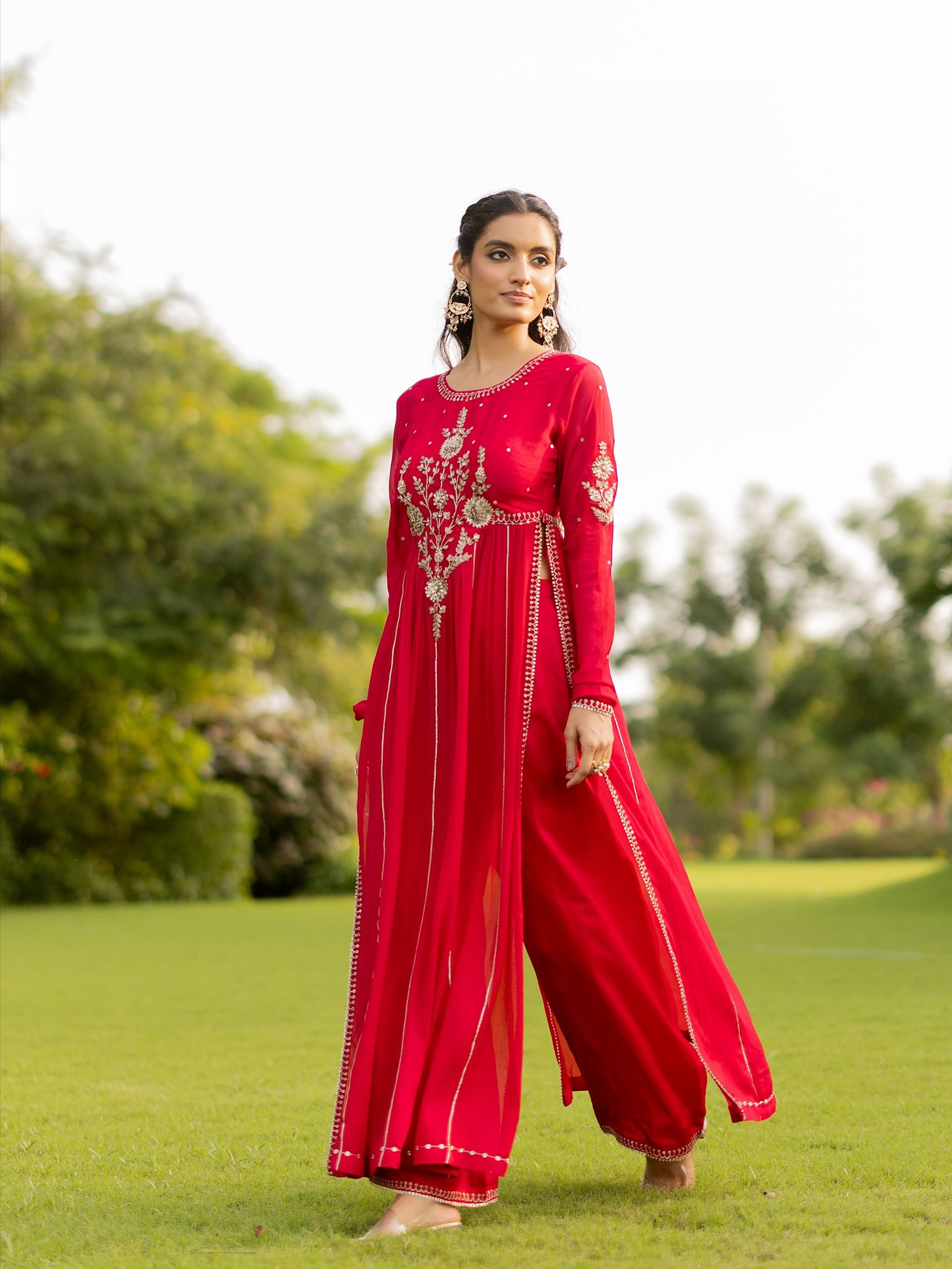 Cherry Red Kurta Set