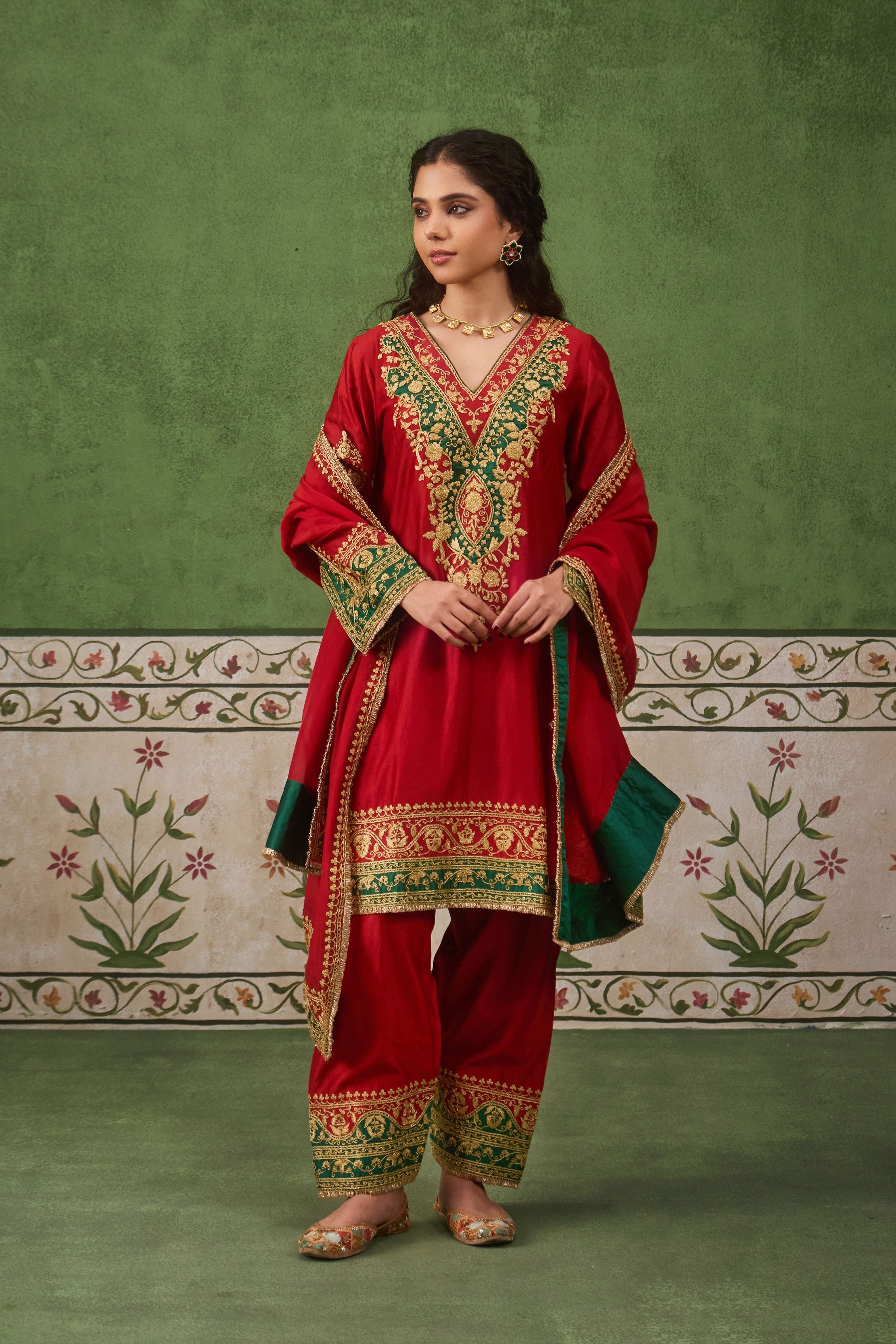 Inayat 2.0 Red Green Kurta Set
