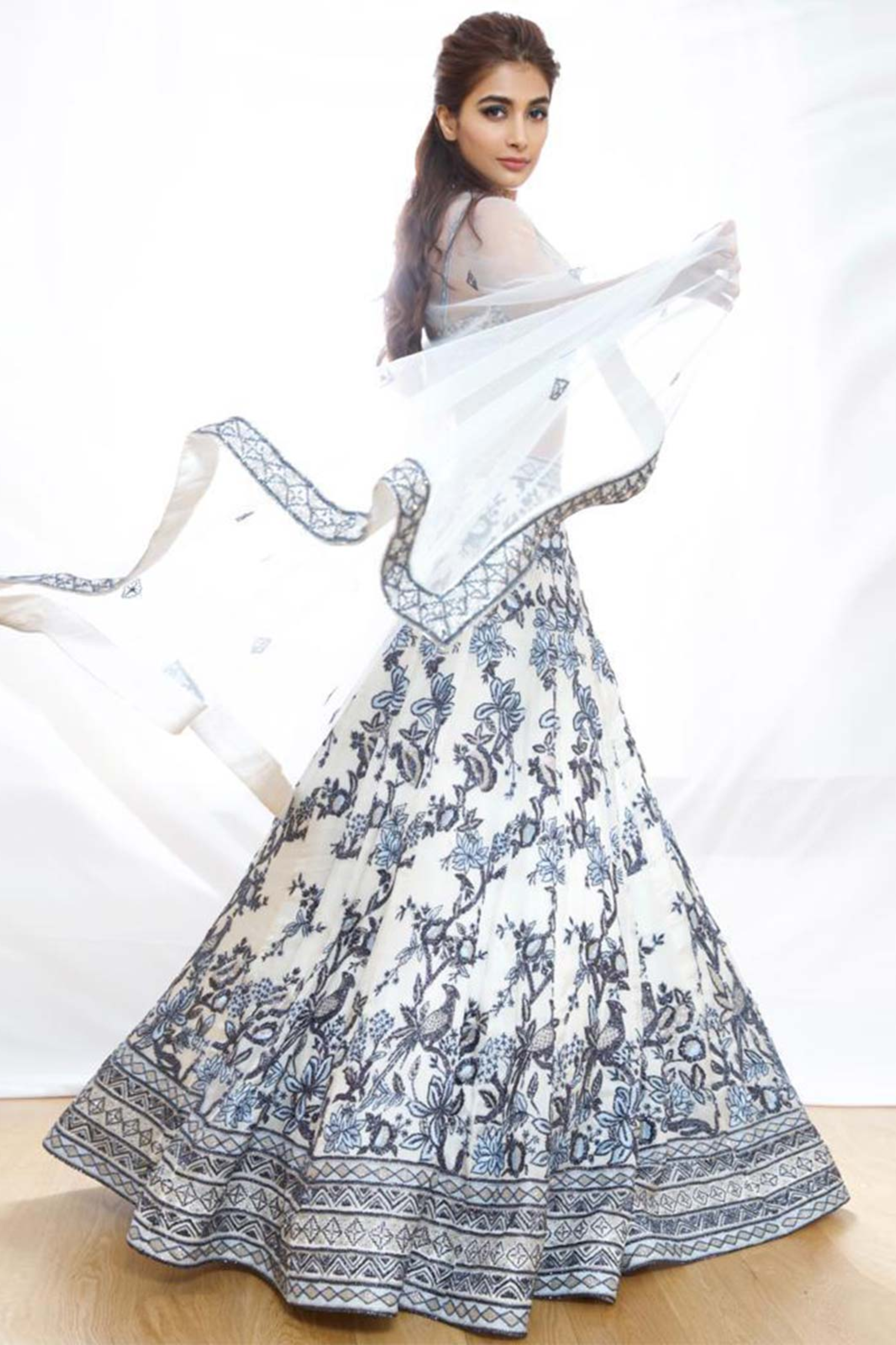 Pooja Hegde In Pearl white lehenga set