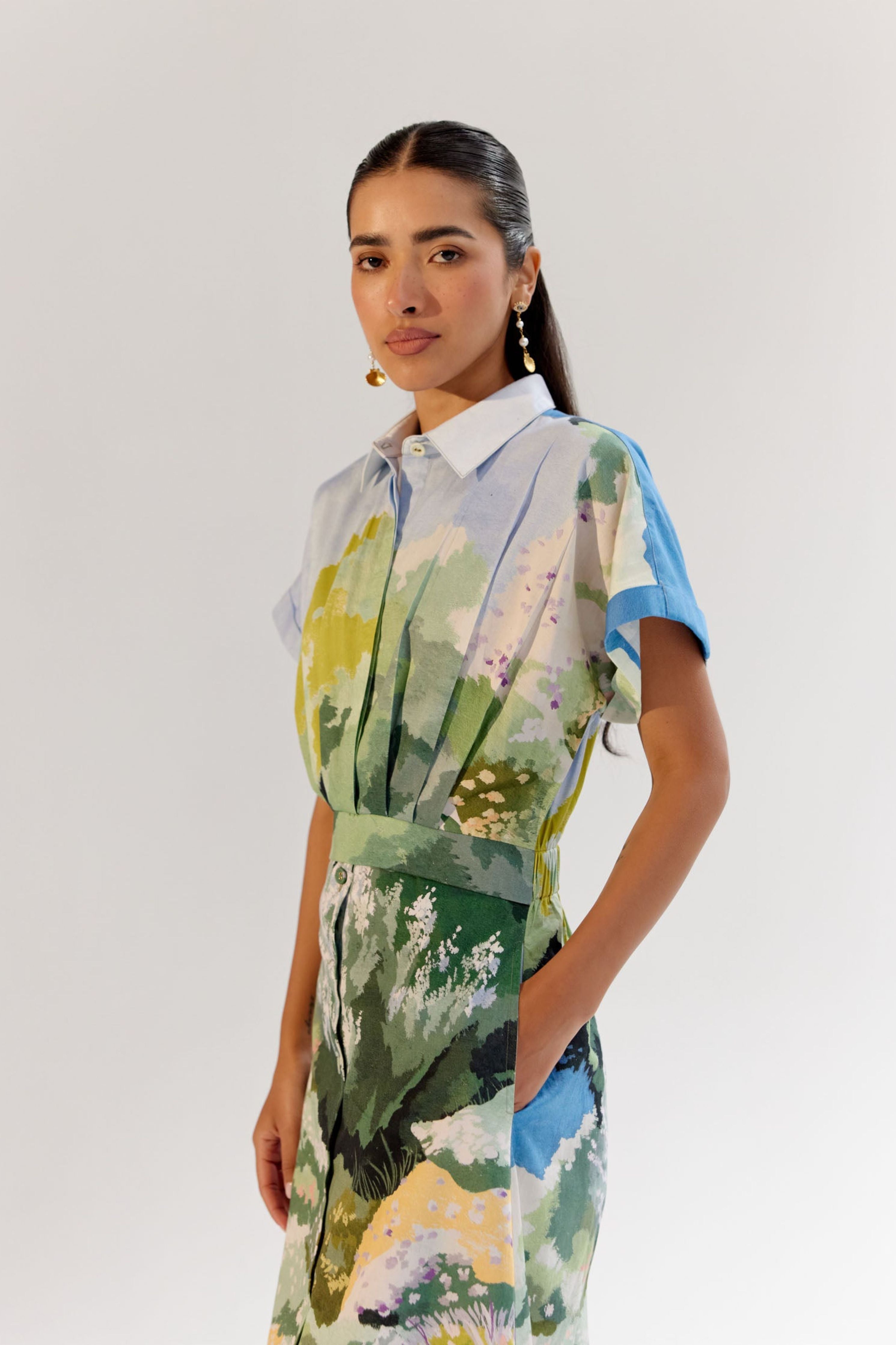 Forest Coral Midi Dress