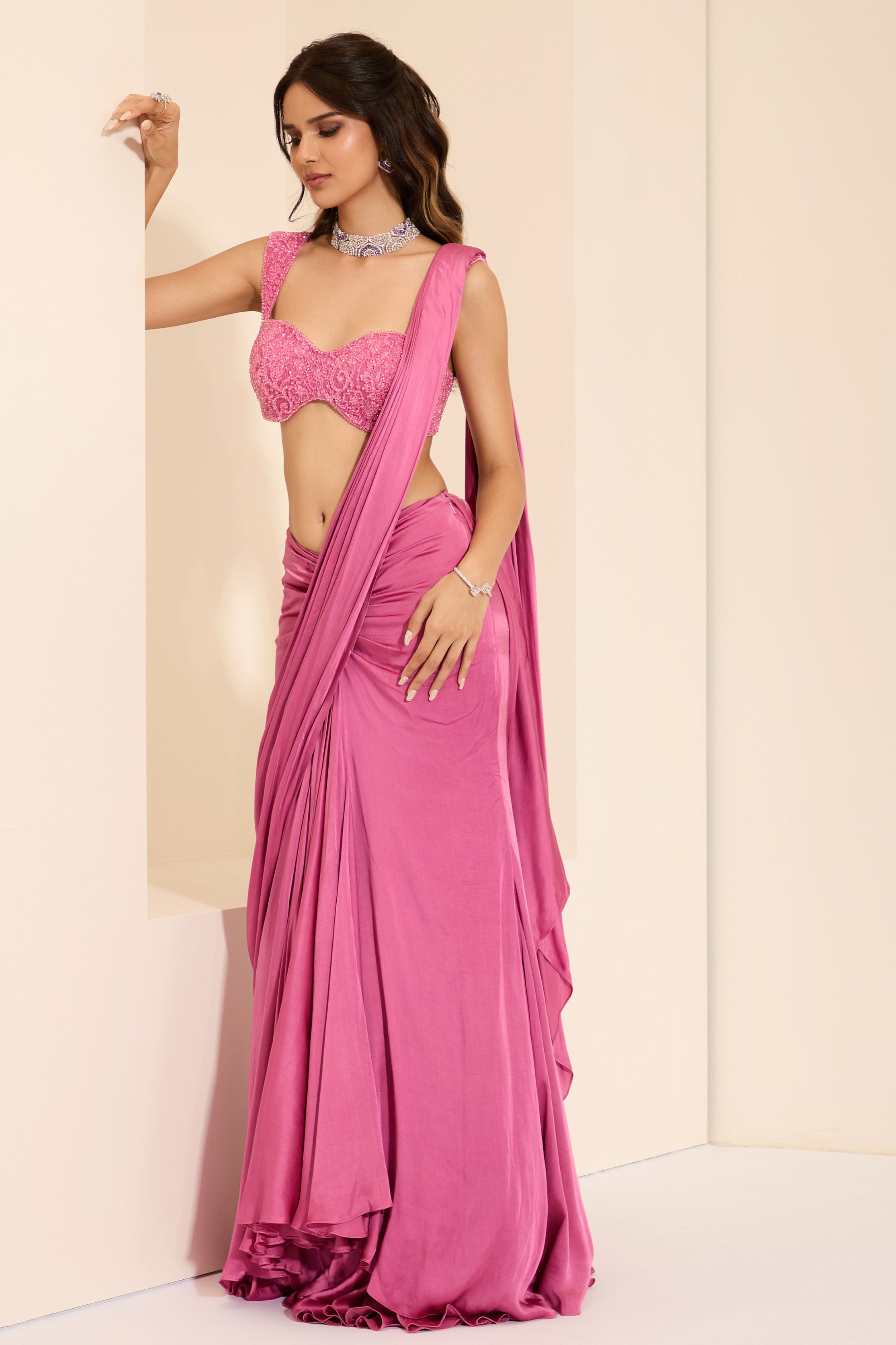 Satin Rose Bustier & Drape Set