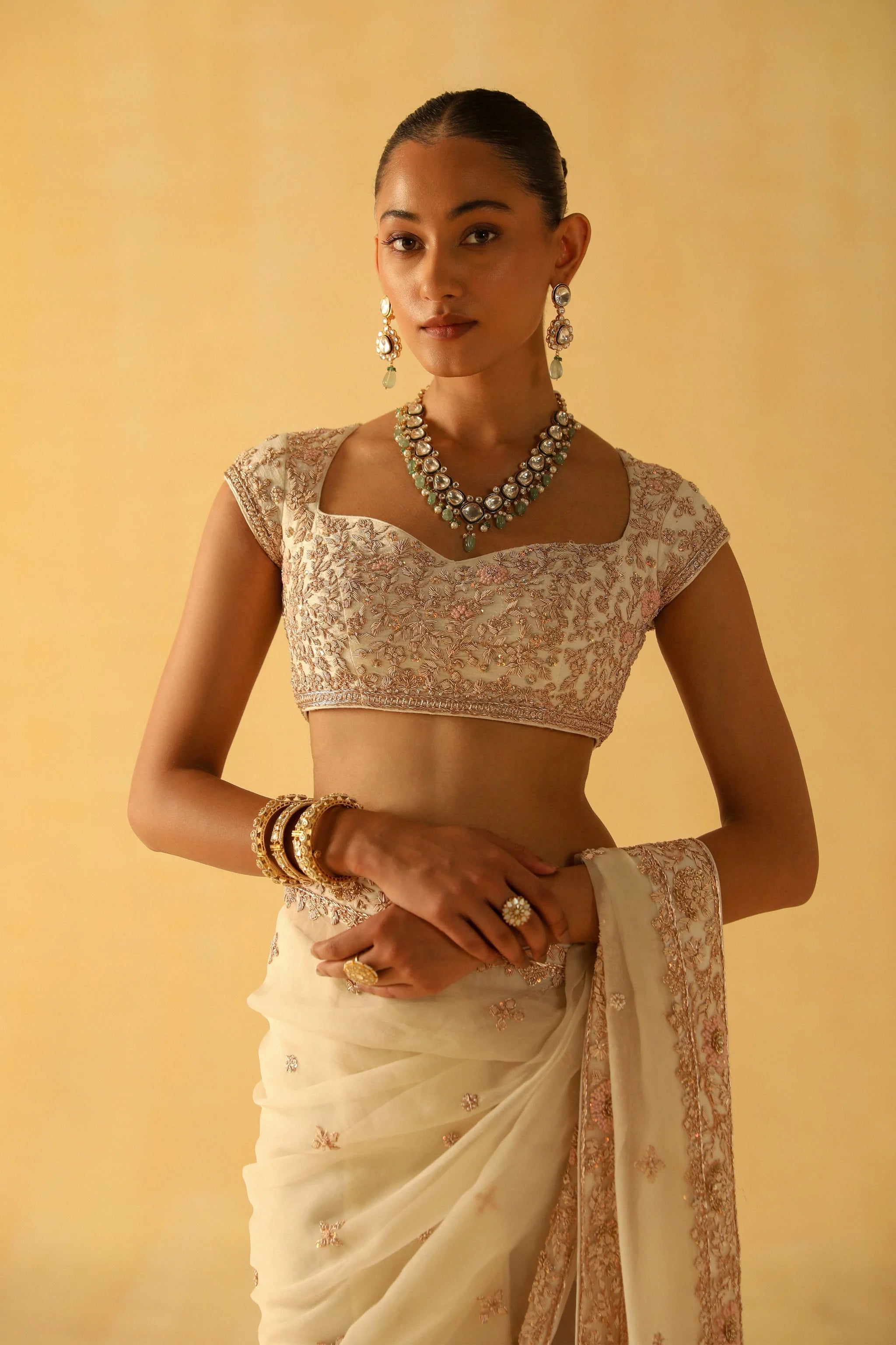 Maliha Daisy Ivory Saree Set