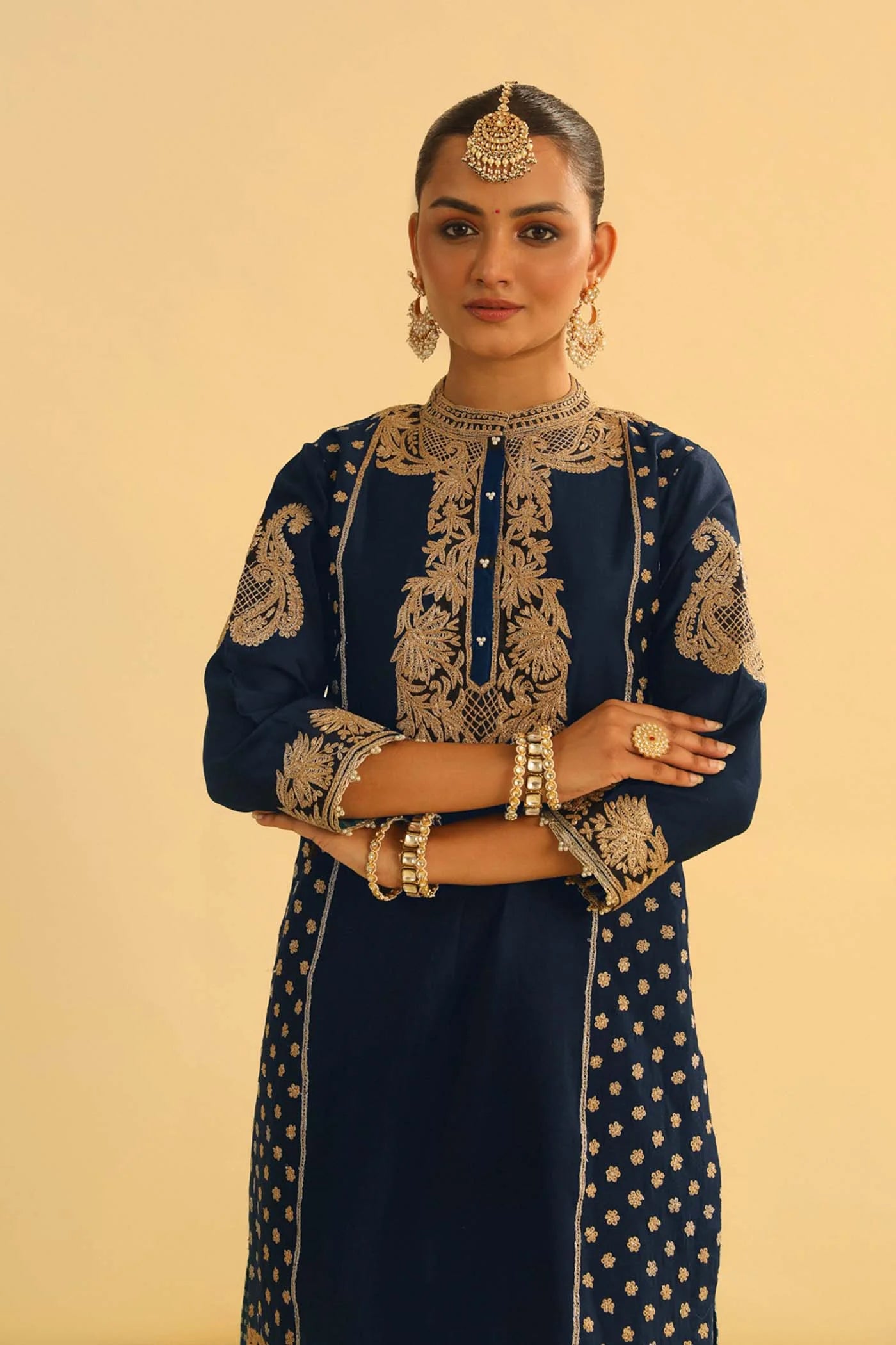 Aabish Deep Blue Kurta Dhoti Set
