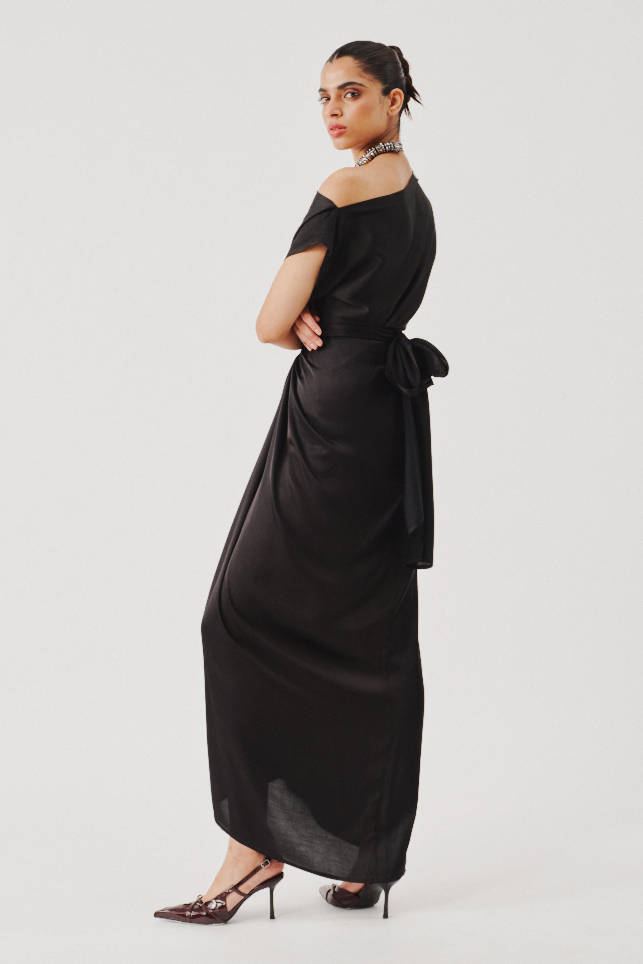 Honey Multiway Draped Skirt in Black