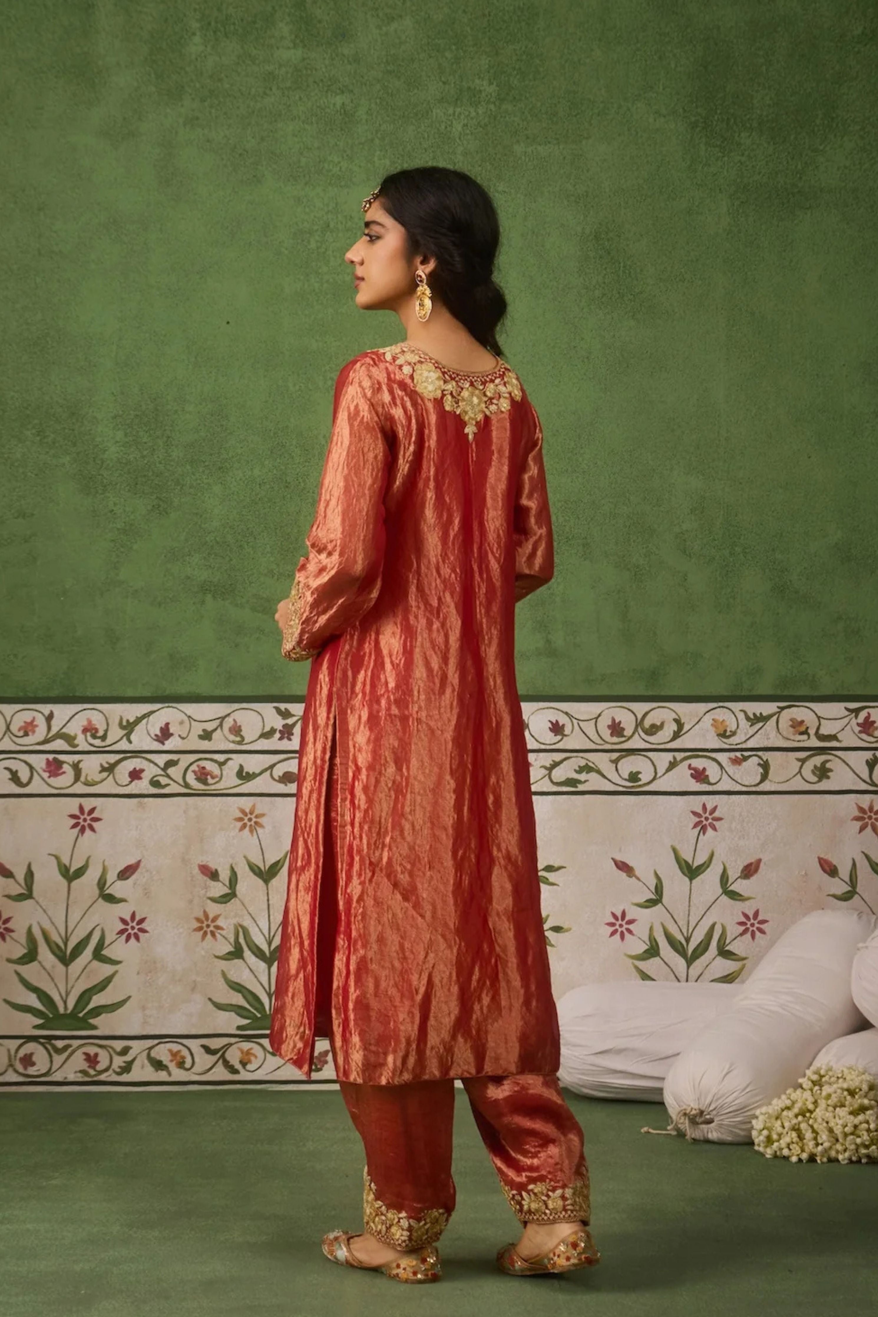 Reet Red Tissue Kurta Set