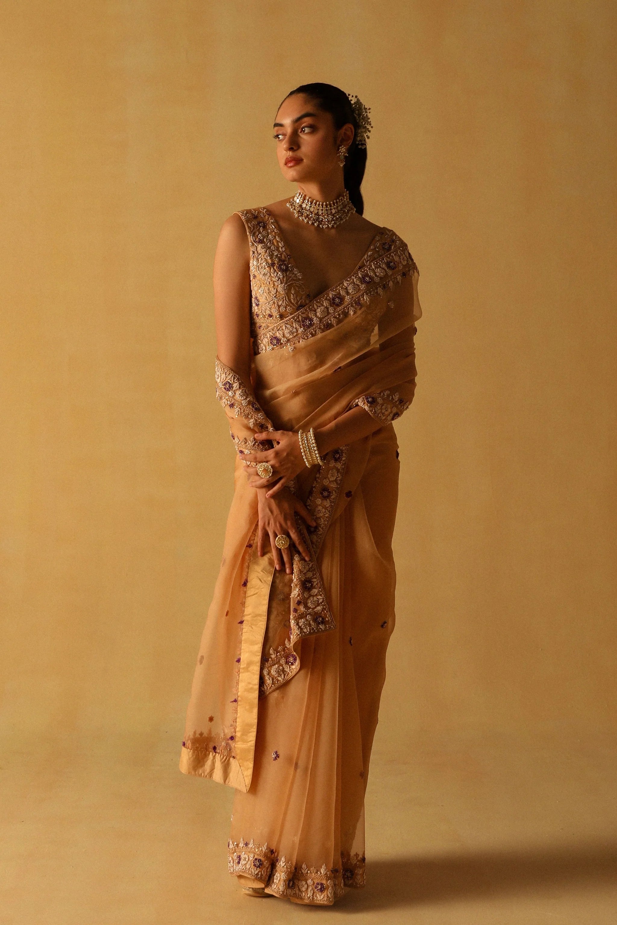 Hannah Gold Saree Set