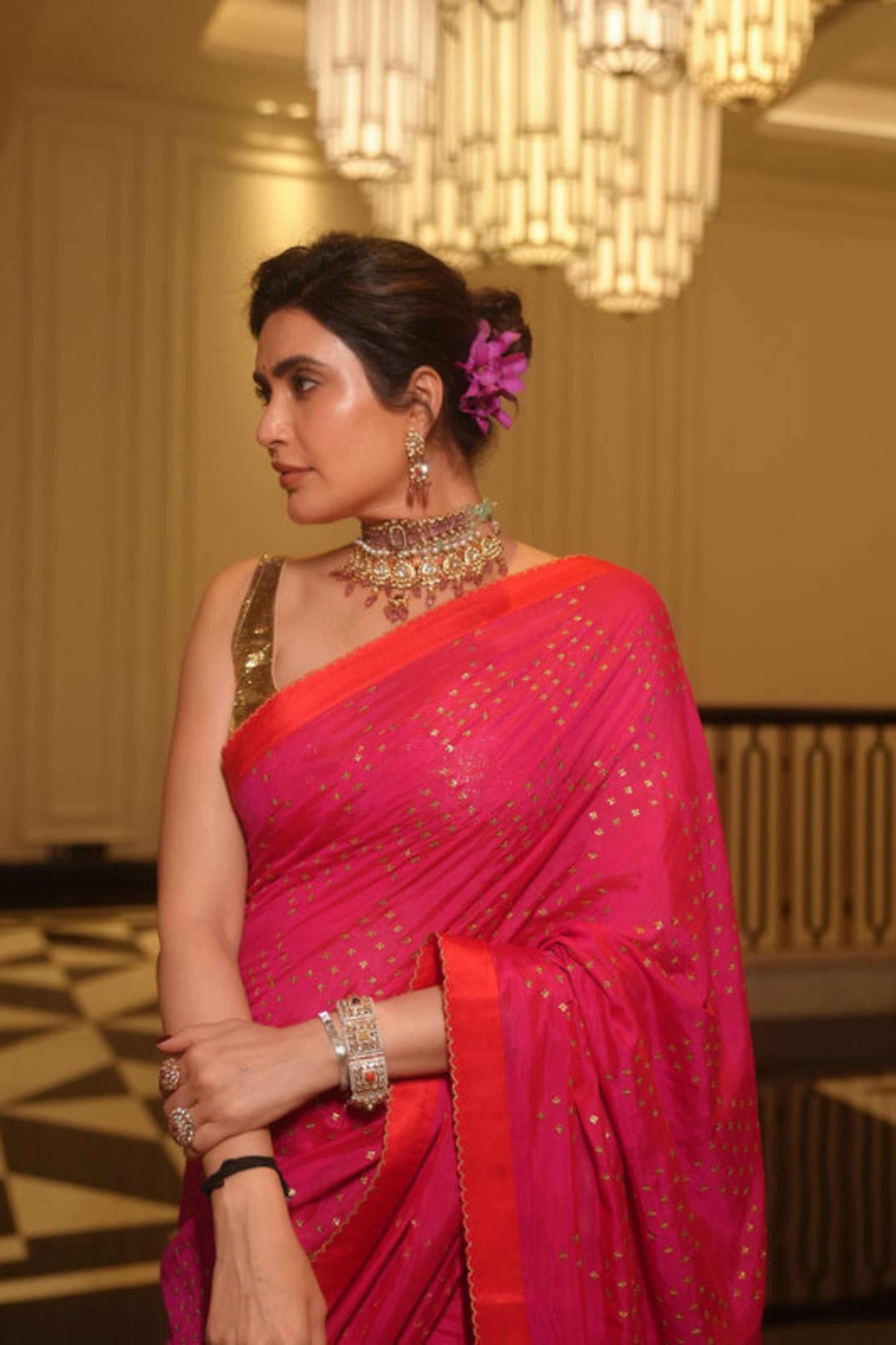 Karishma Tanna in Gulabi Taara Saree And Blouse