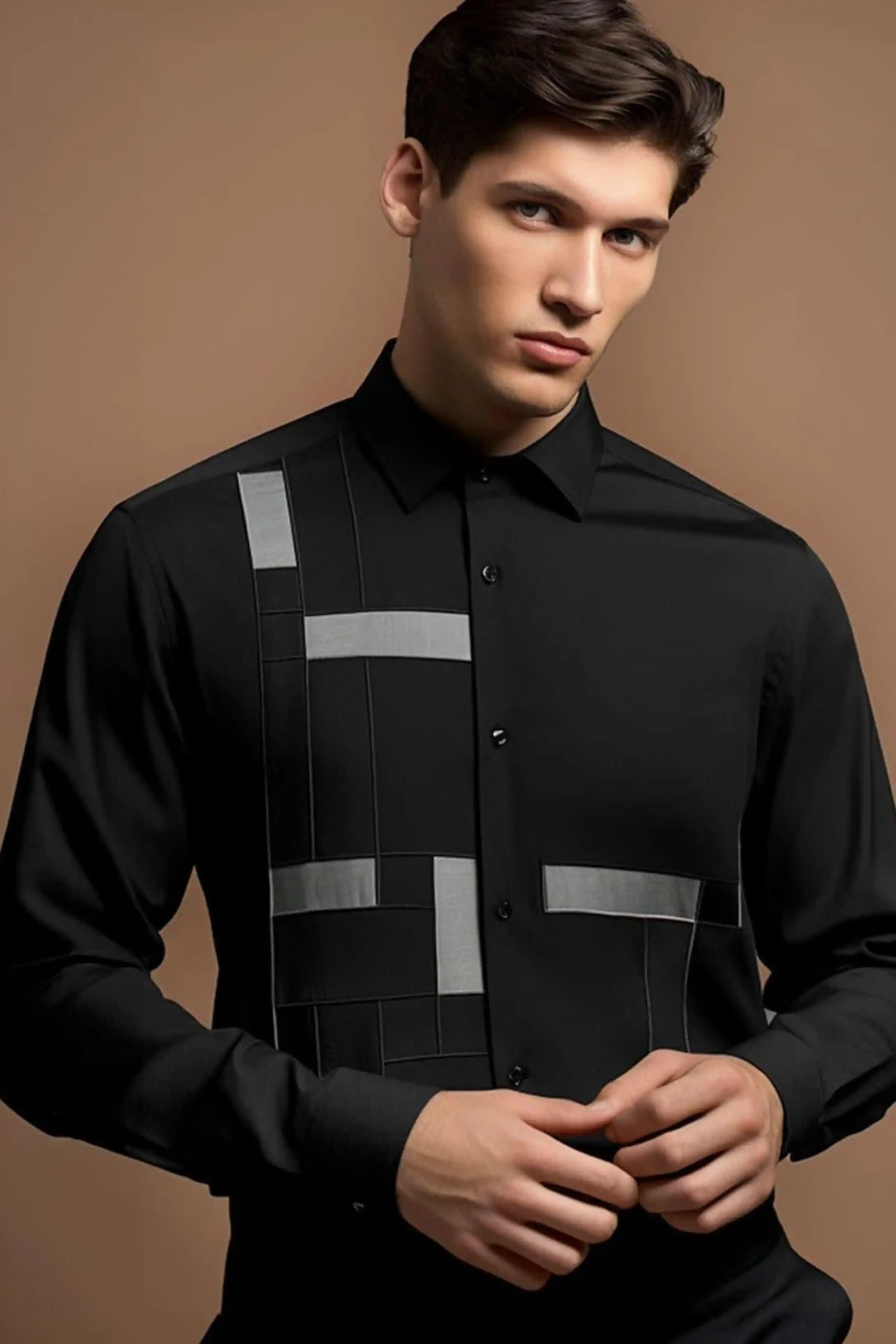 Embellished Party  Black Shirt