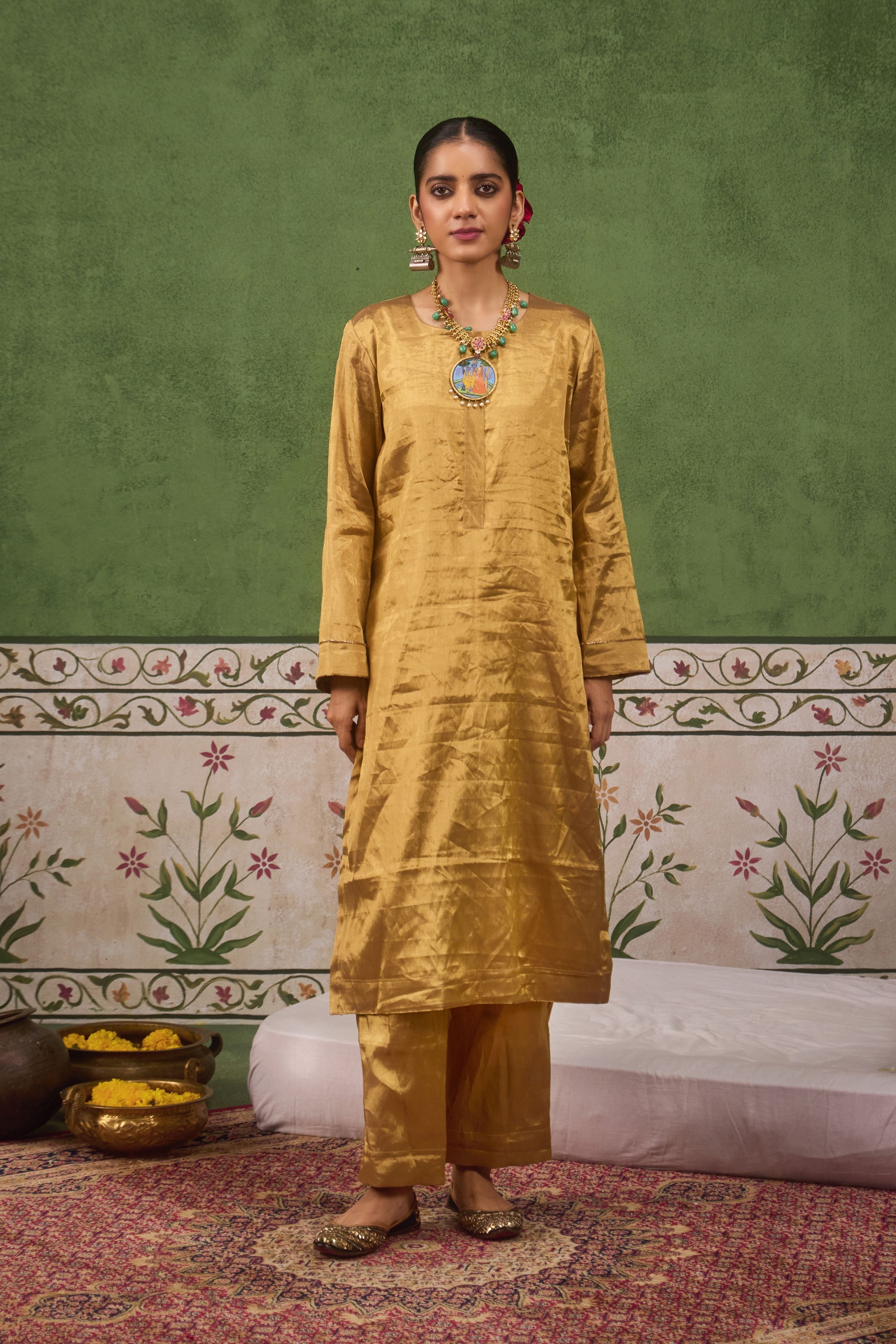 Inayat 2.0 Gold Tissue Kurta Set