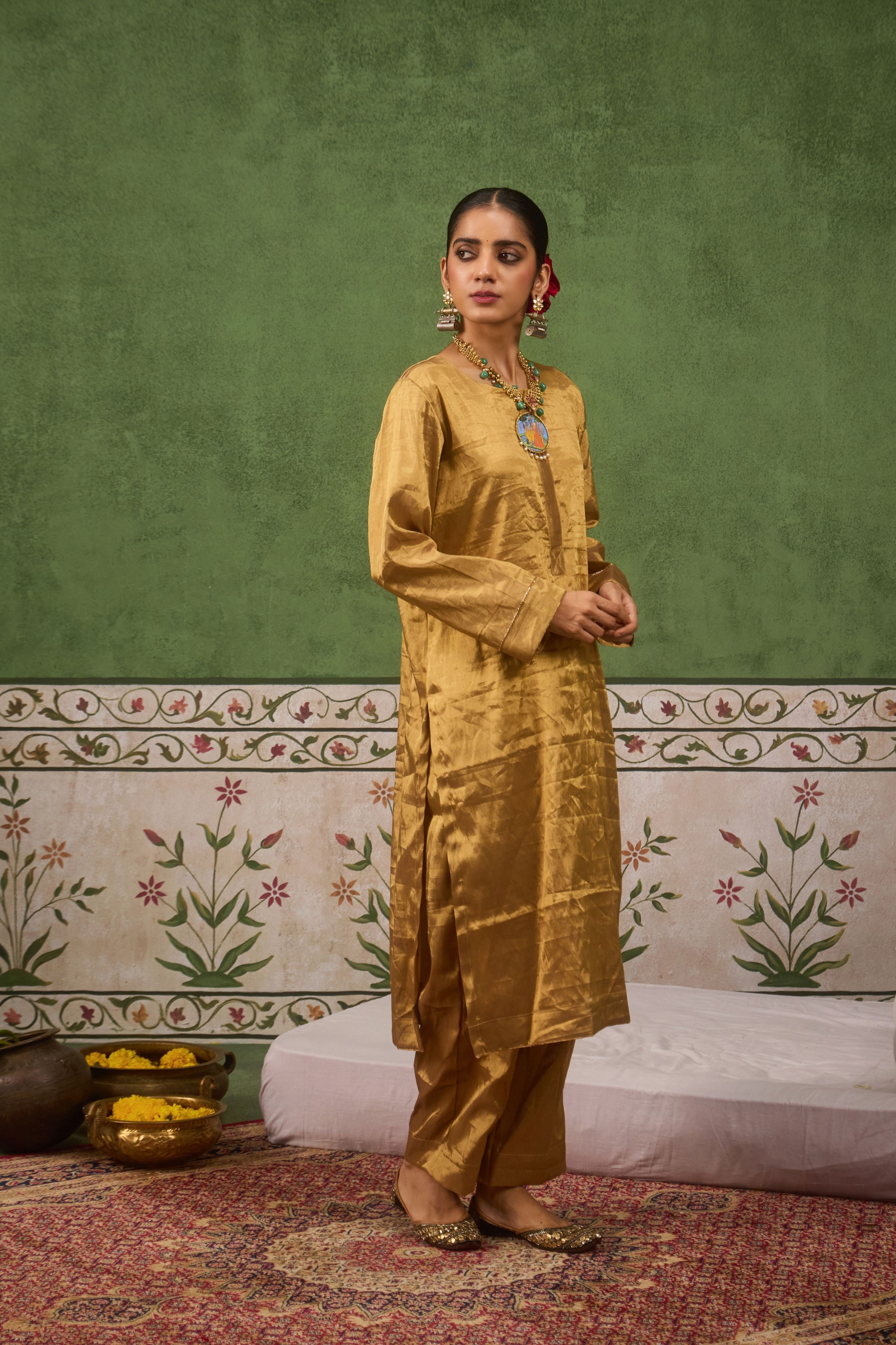 Inayat 2.0 Gold Tissue Kurta Set