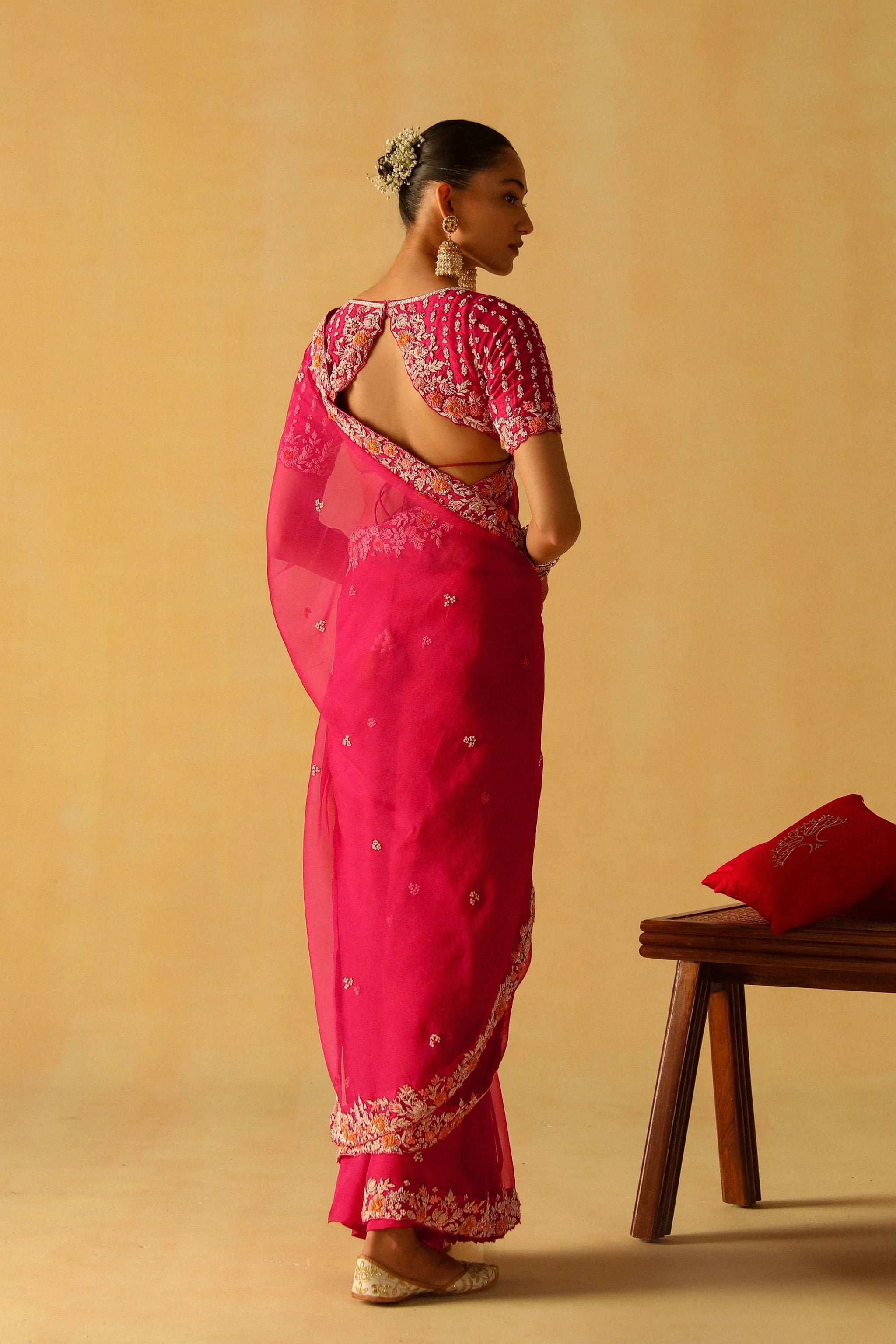 Afsa Hotpink Saree Set