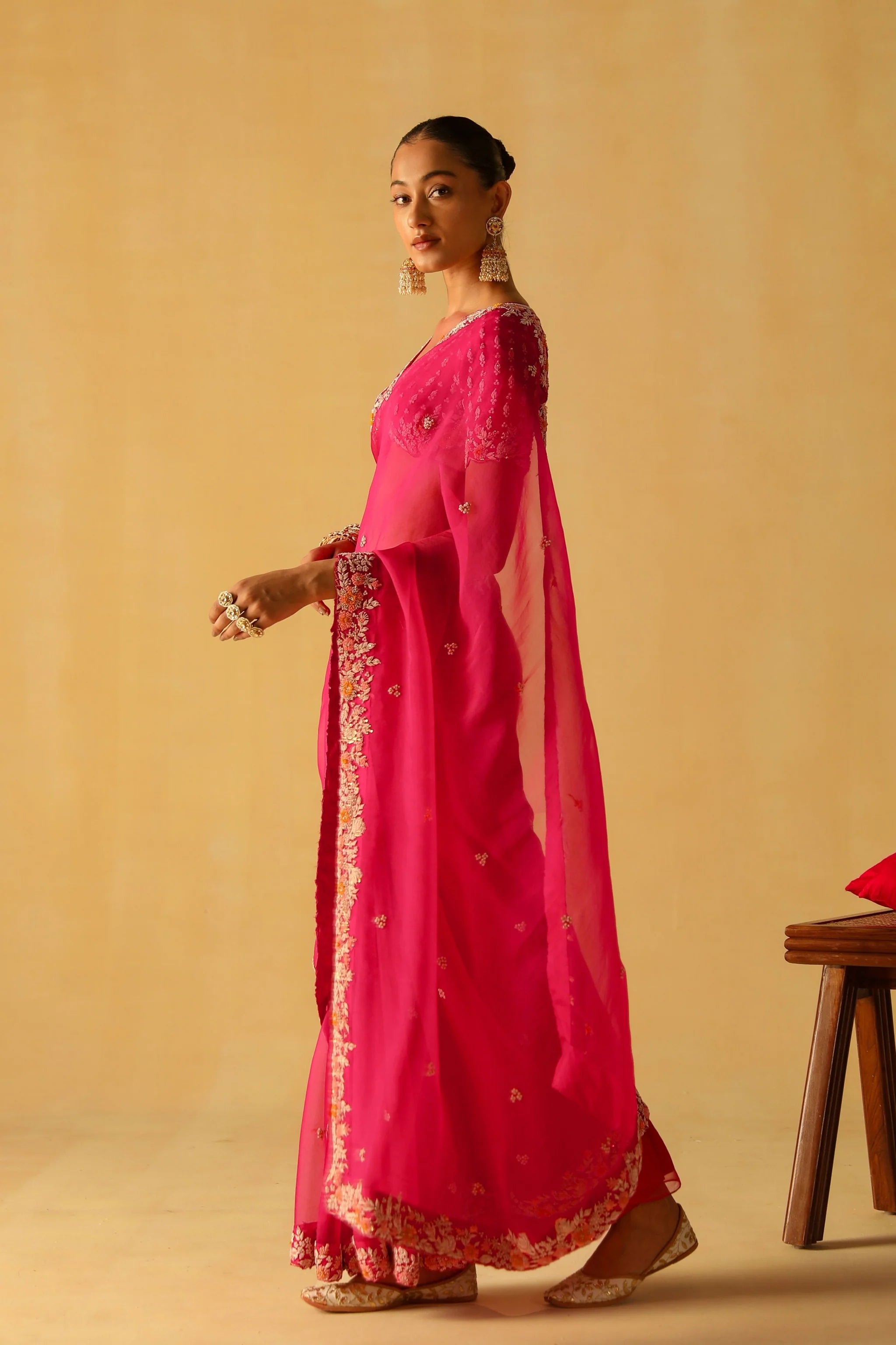 Afsa Hotpink Saree Set