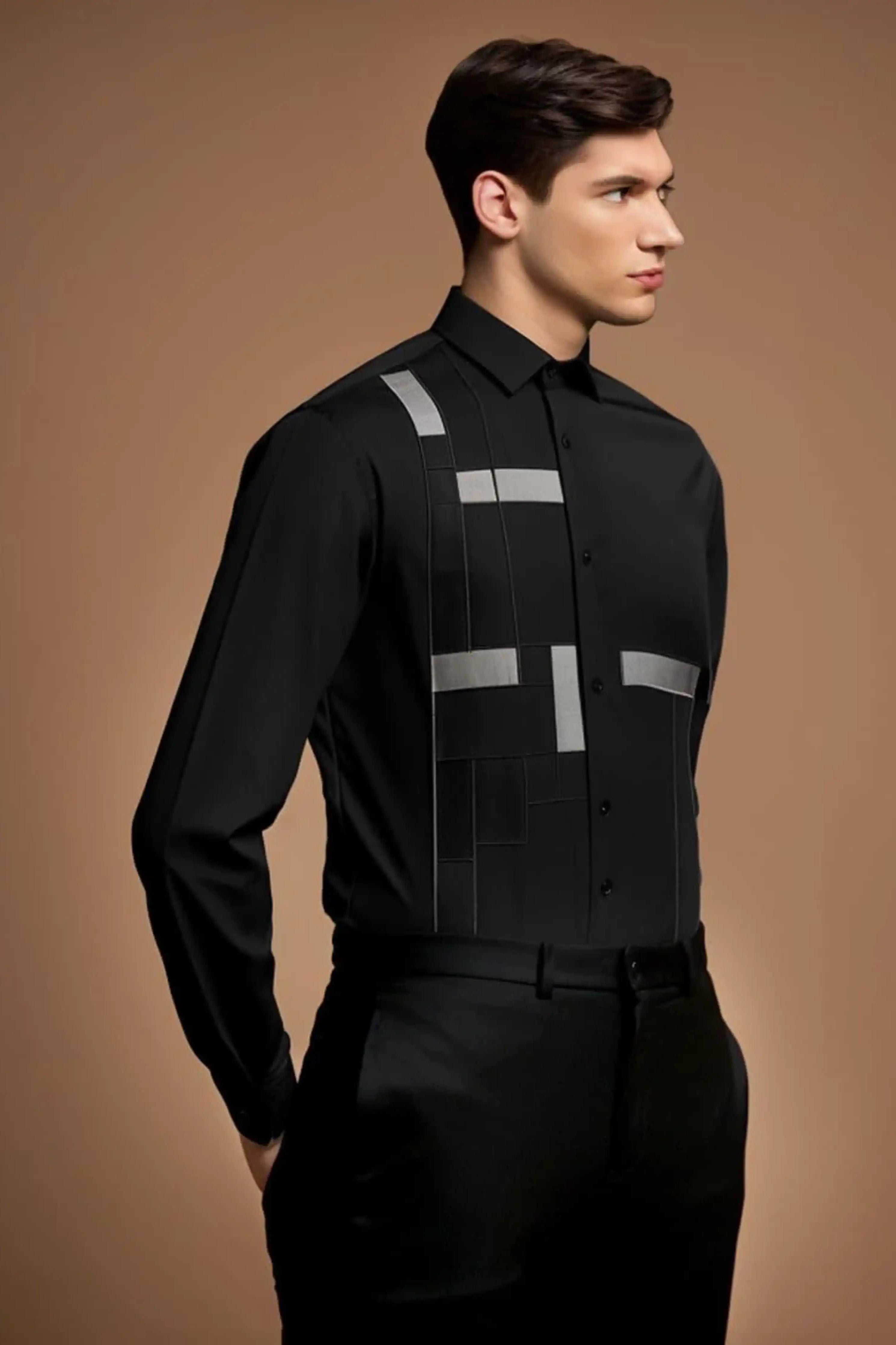 Embellished Party  Black Shirt