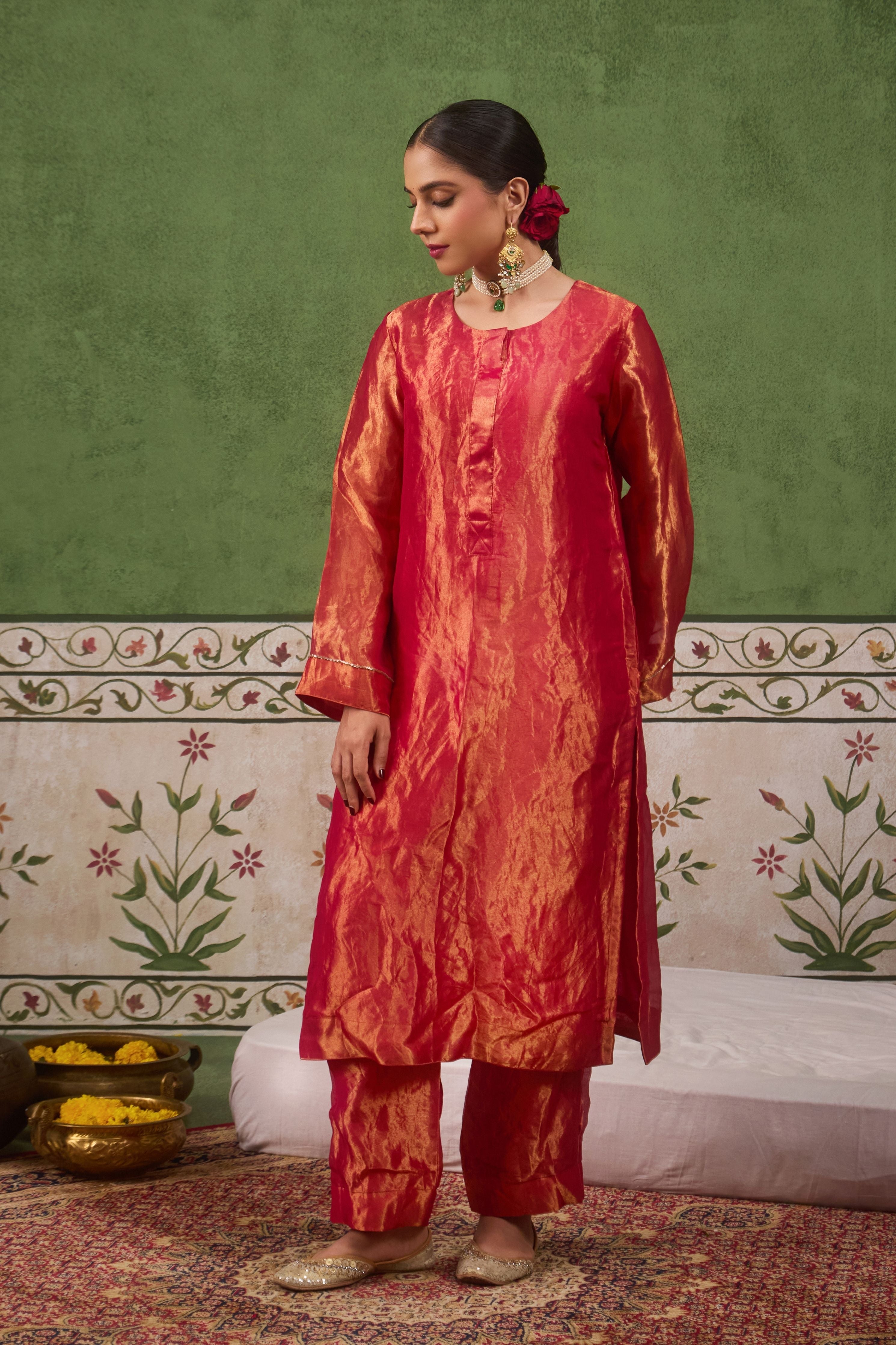 Inayat 2.0 Pink Tissue Kurta Set