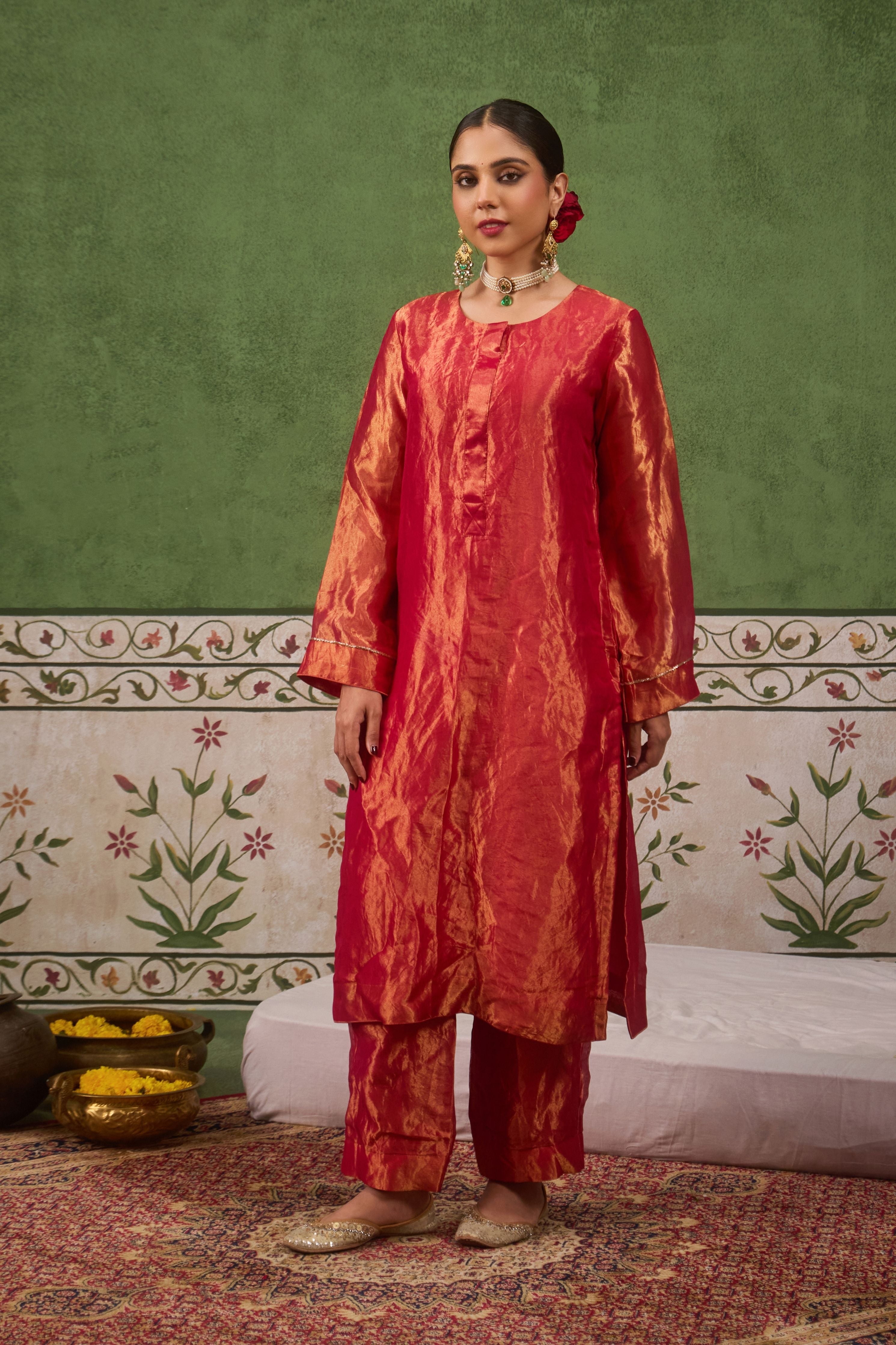 Inayat 2.0 Pink Tissue Kurta Set