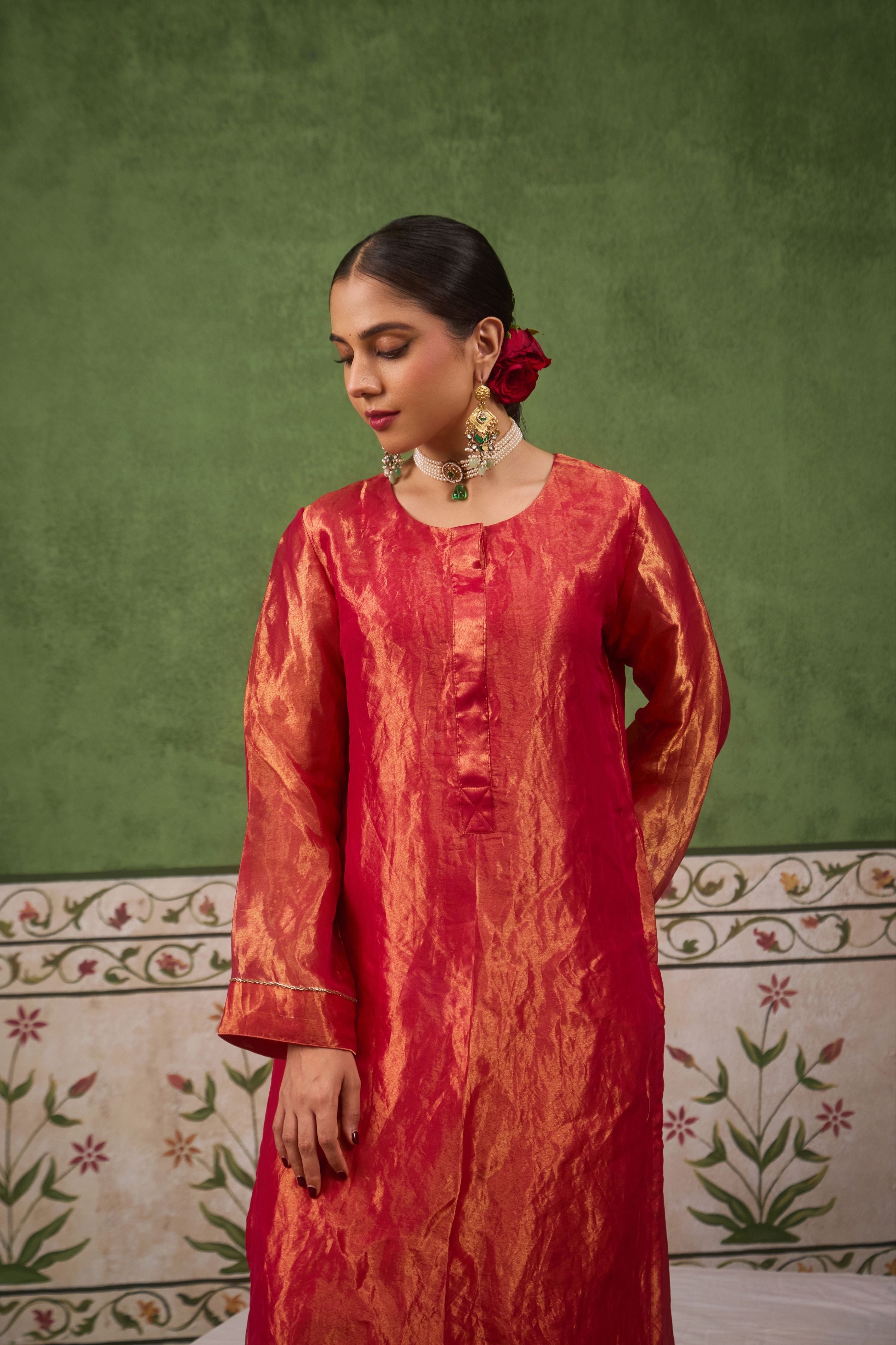 Inayat 2.0 Pink Tissue Kurta Set