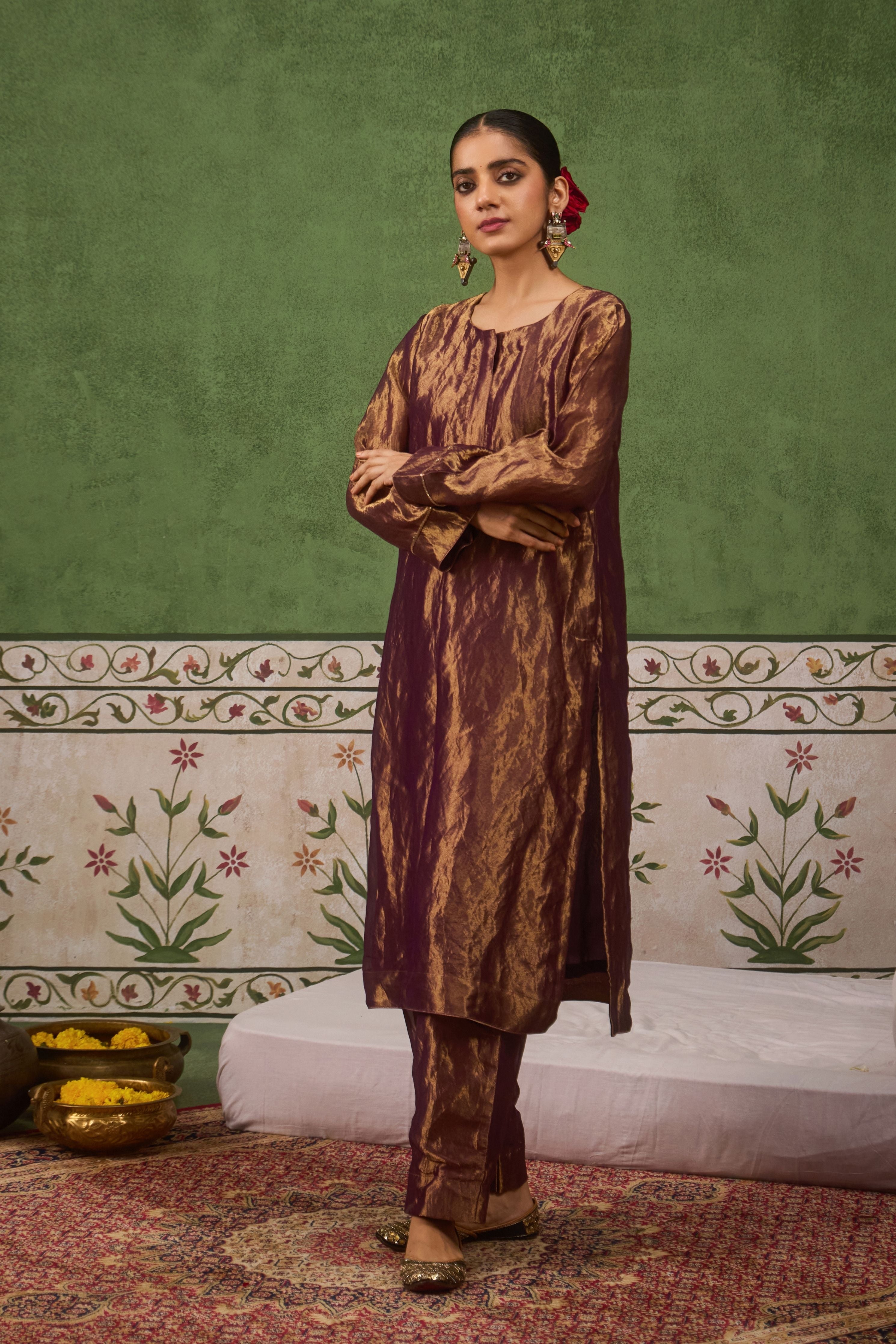 Inayat 2.0 Purple Tissue Kurta Set