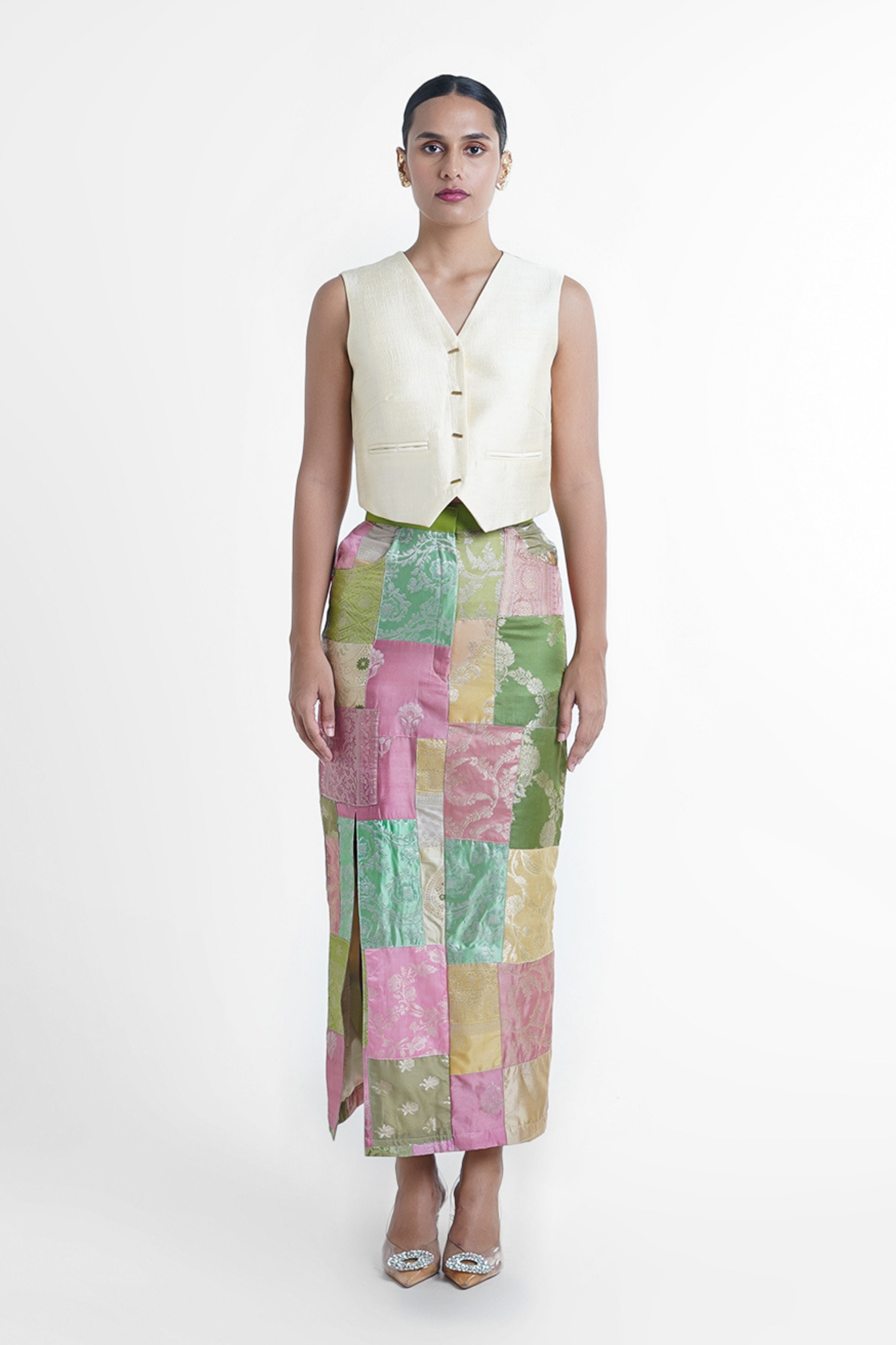 Cheri Upcycled Silk Pencil Skirt