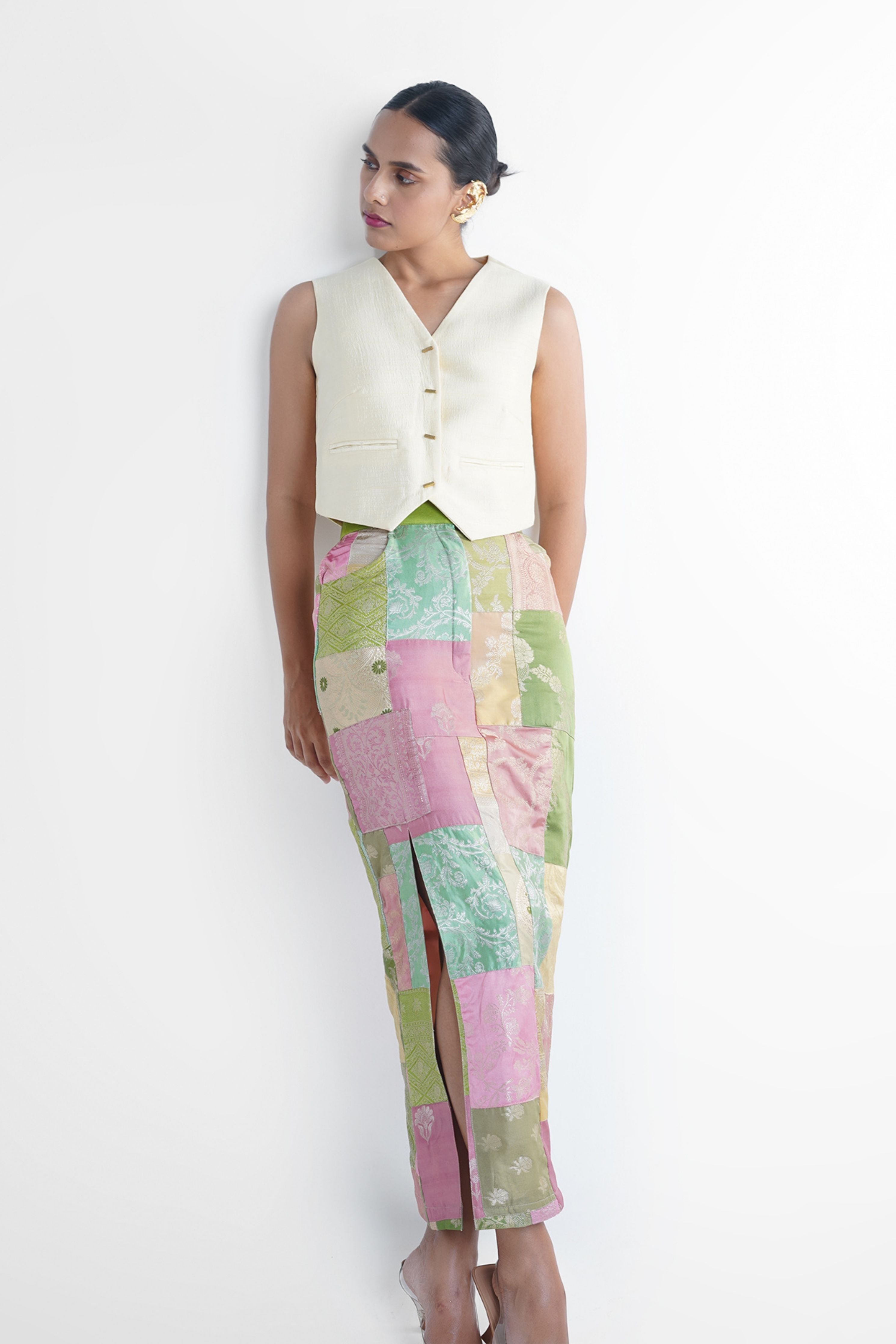 Cheri Upcycled Silk Pencil Skirt