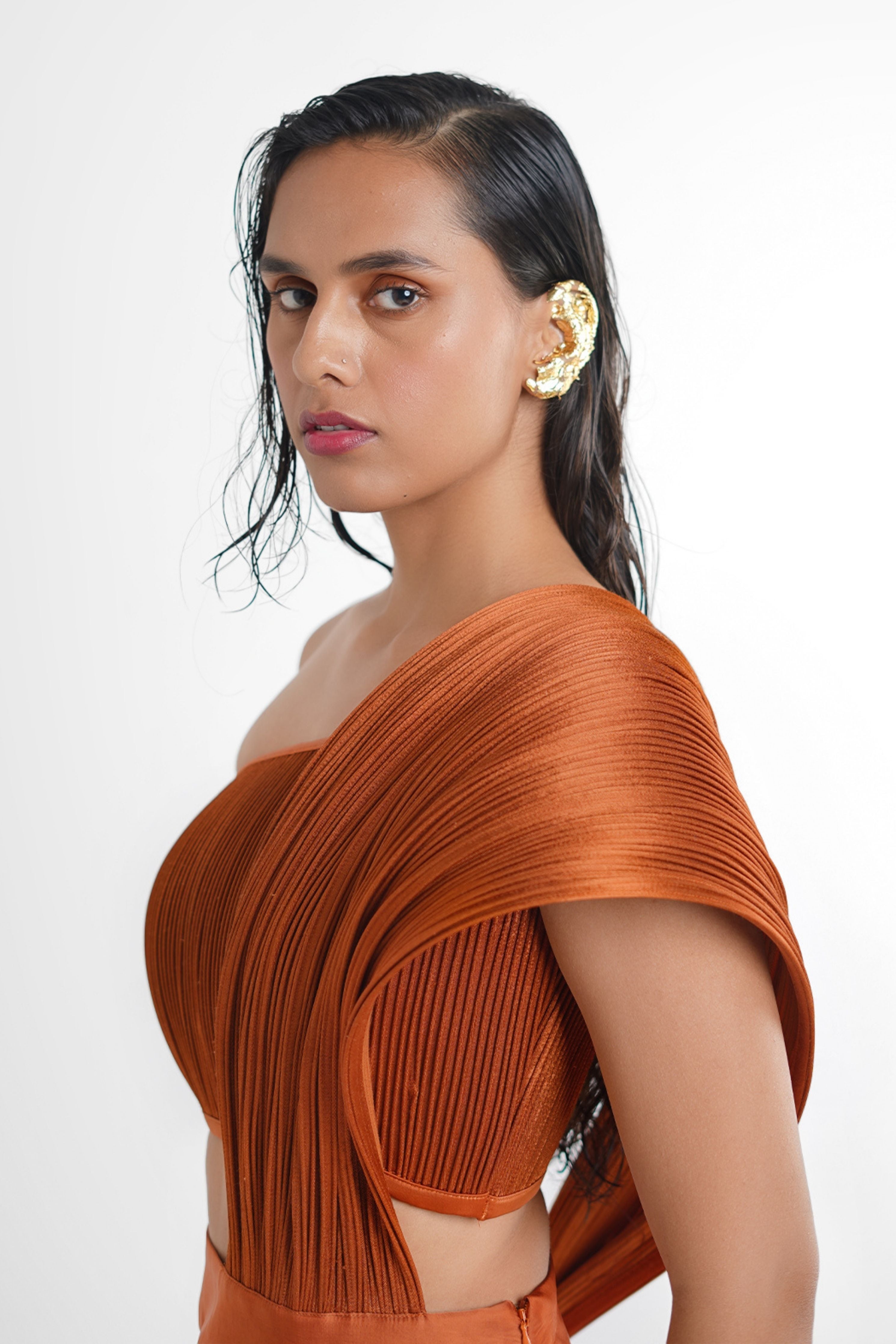 Zeenat Concept Saree In Rust