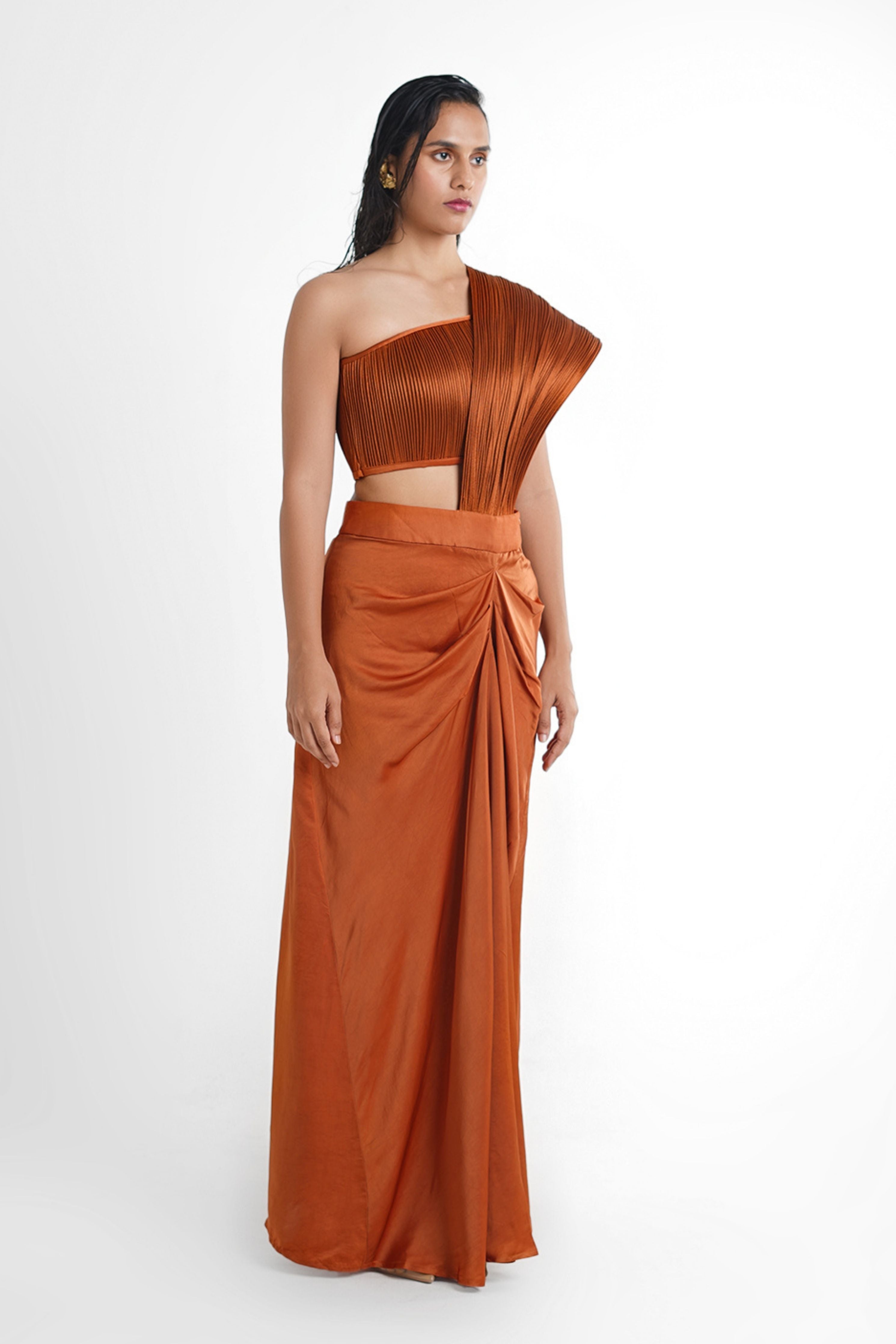 Zeenat Concept Saree In Rust