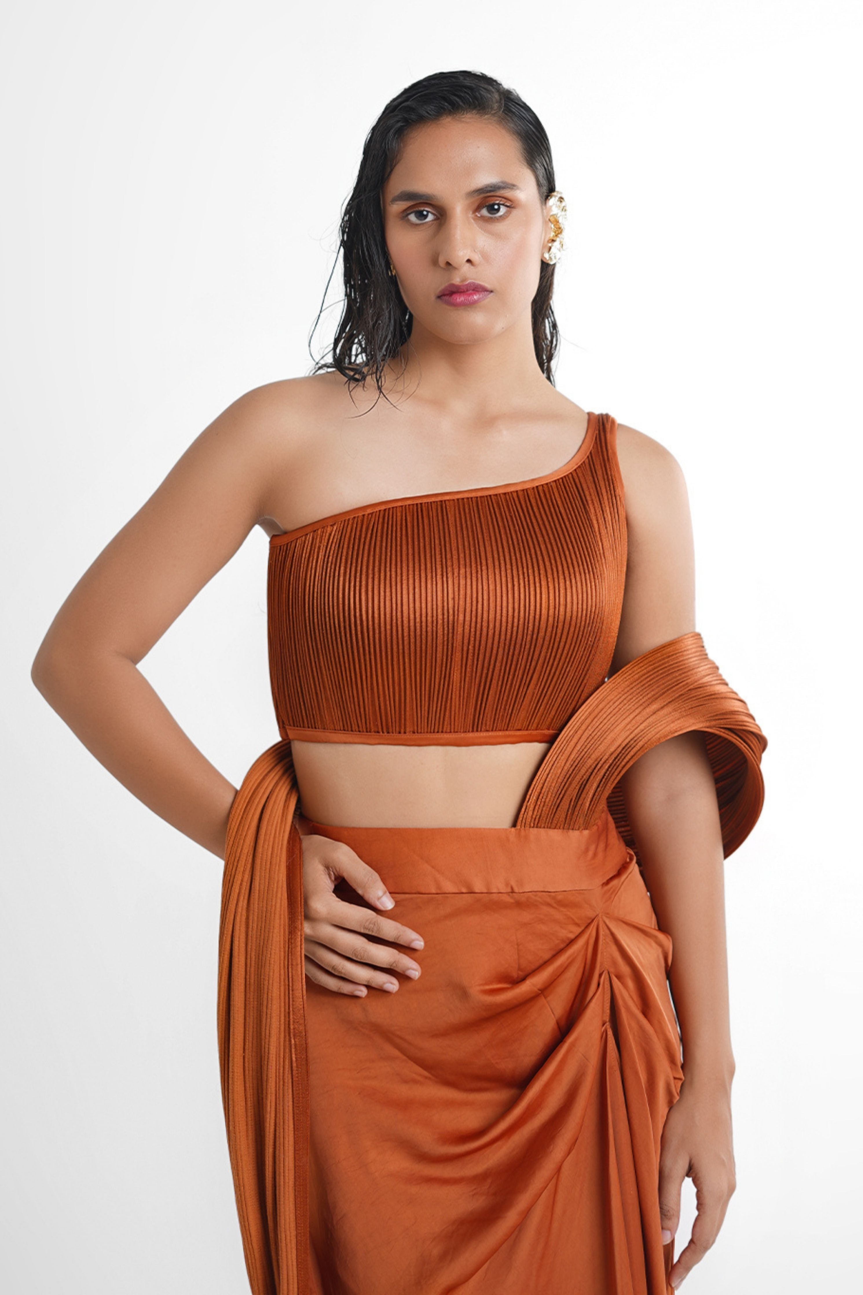 Zeenat Concept Saree In Rust
