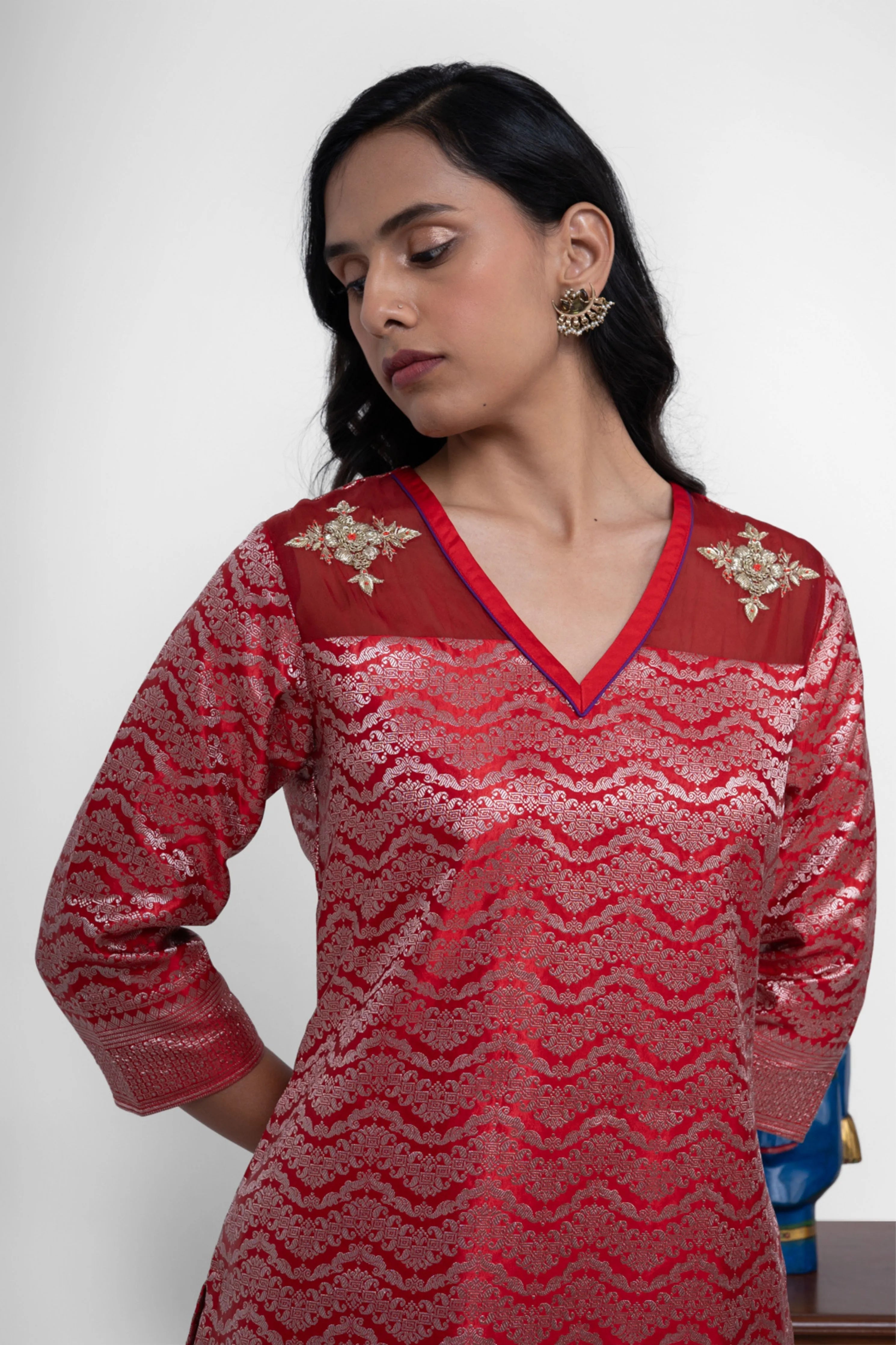 Ruby Gharara Set In Red