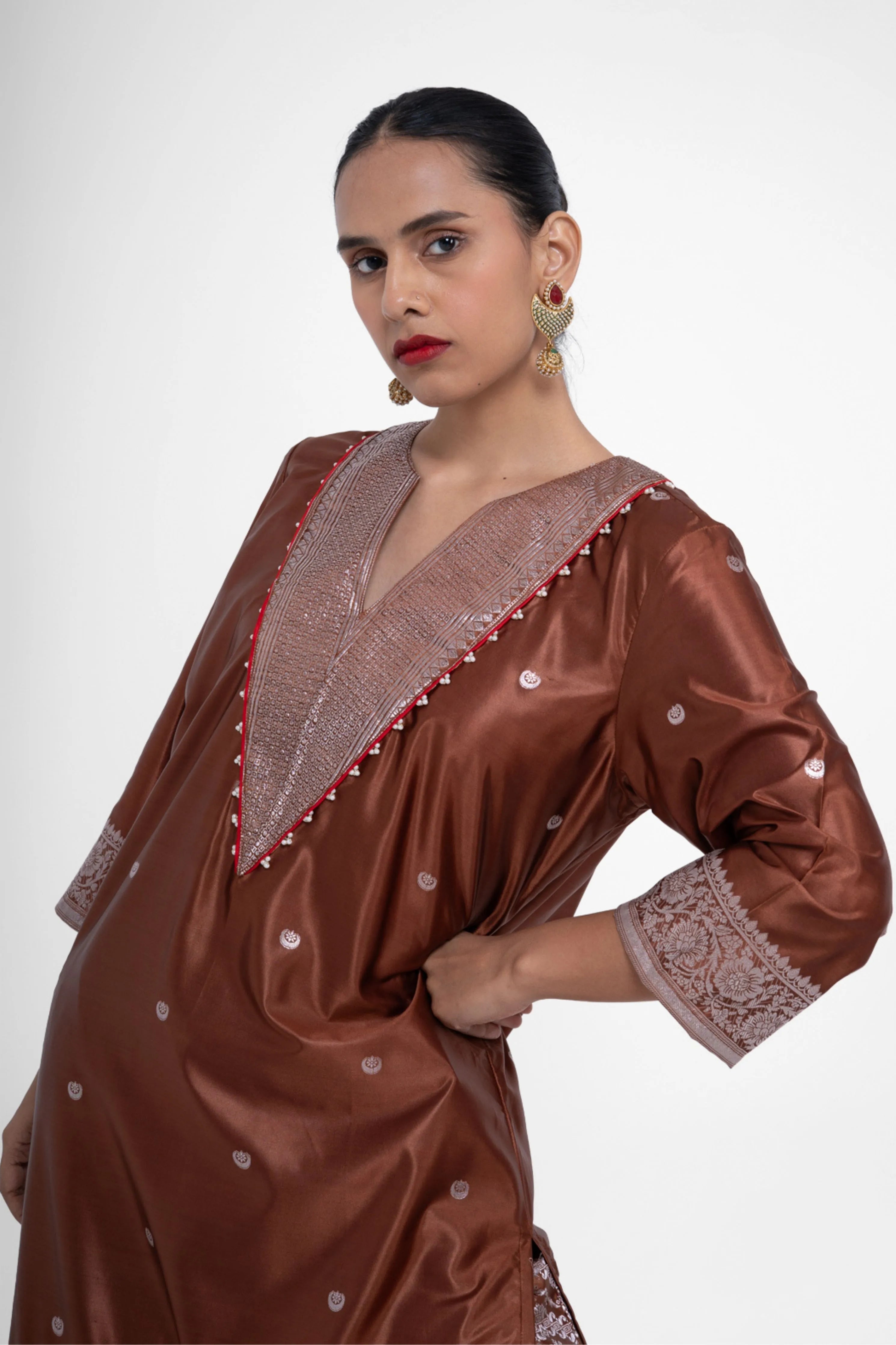 Kiran Kurta Set In Brown