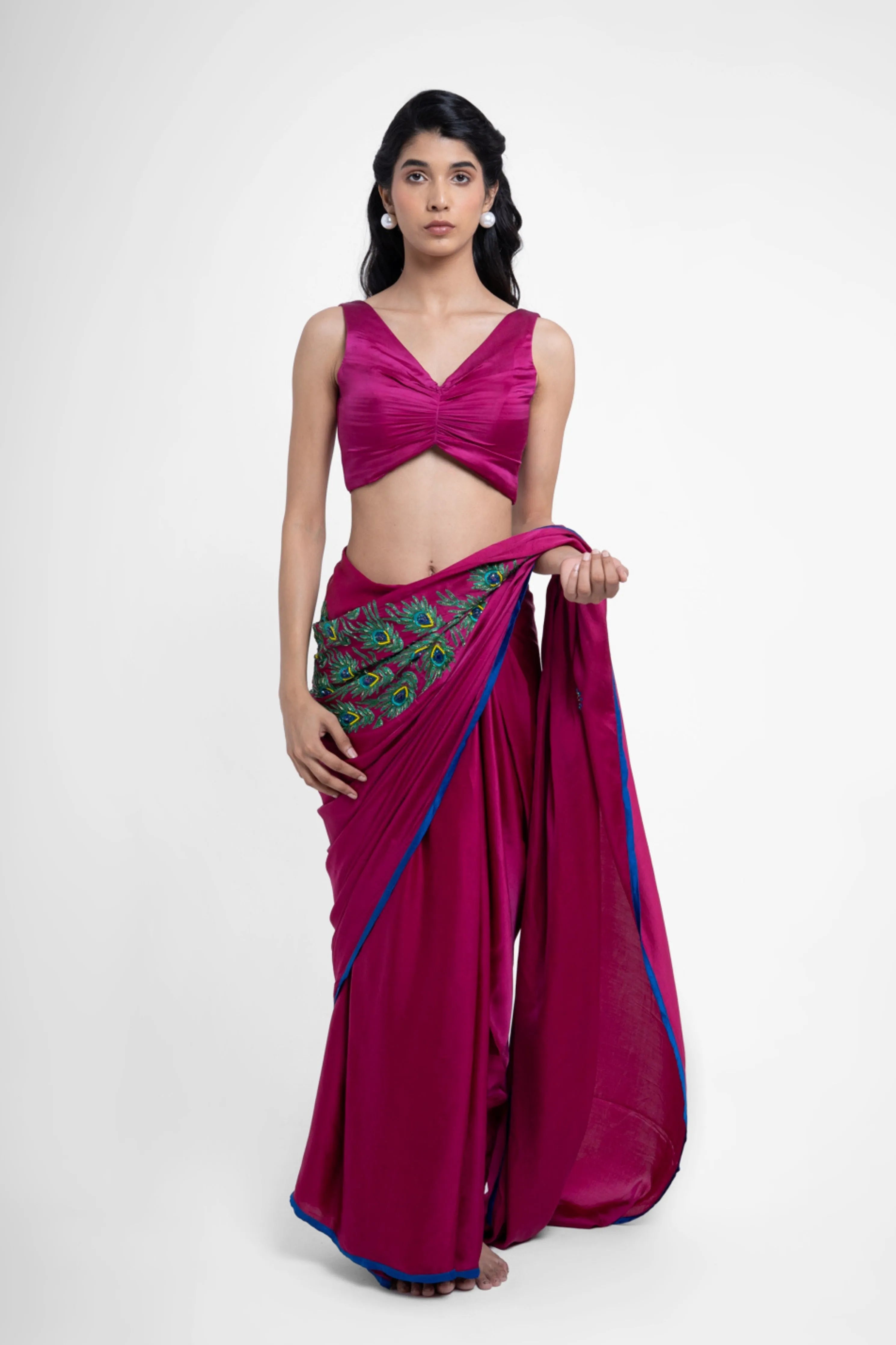 Magenta Satin Blouse