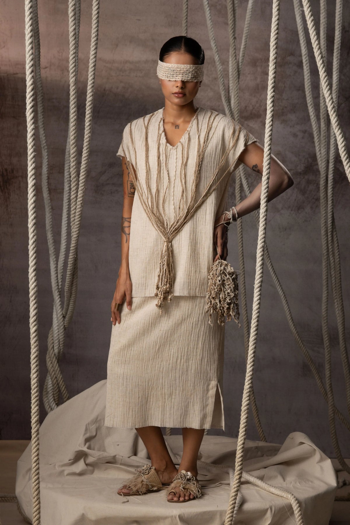 Ivory Crushed Jute-Rope Top