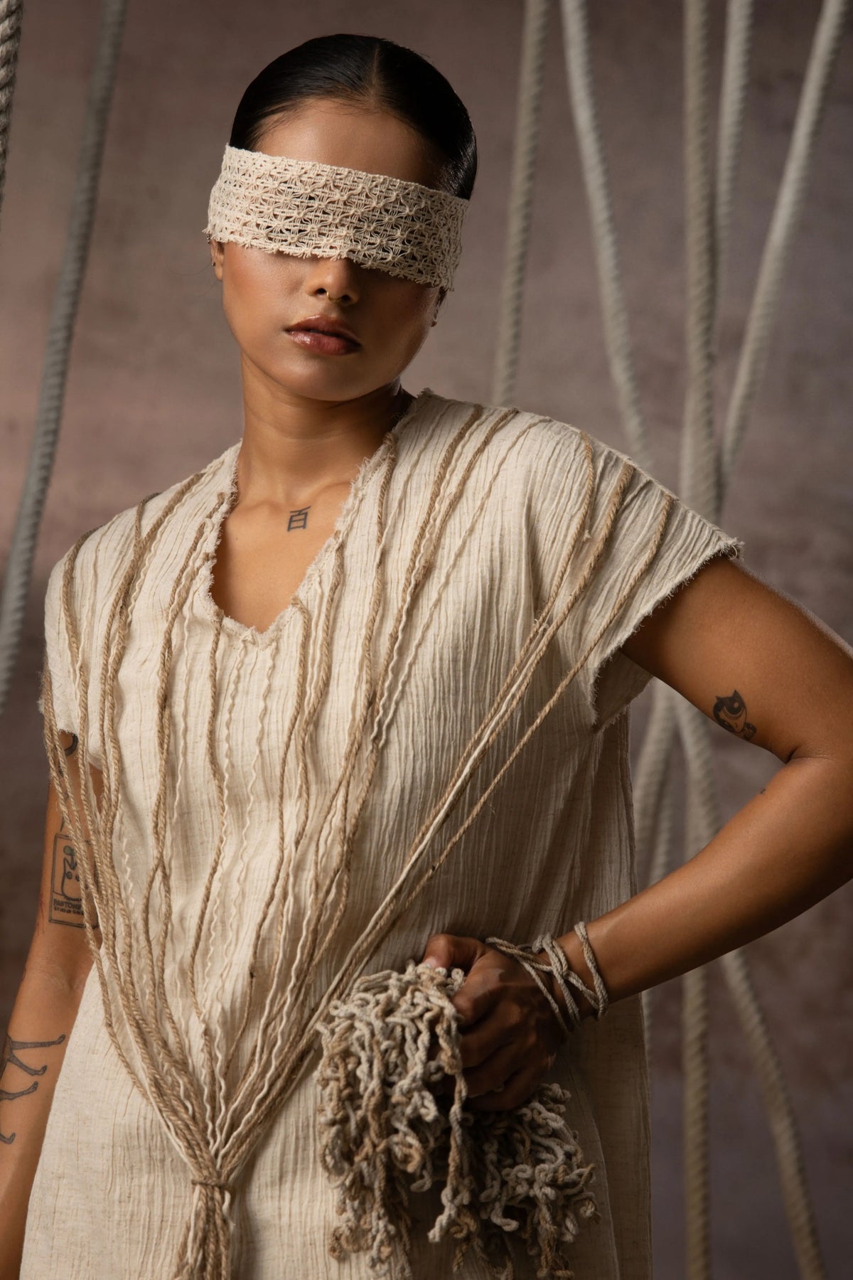 Ivory Crushed Jute-Rope Top