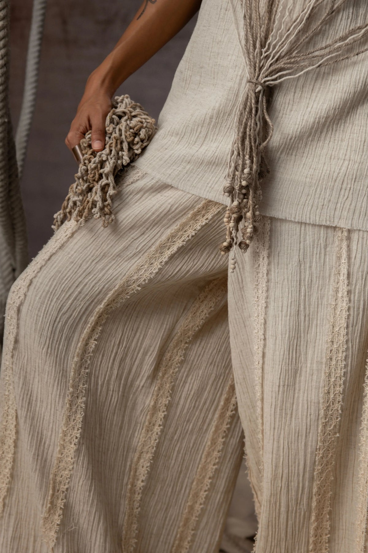 Ivory Crushed Jute-Rope Top