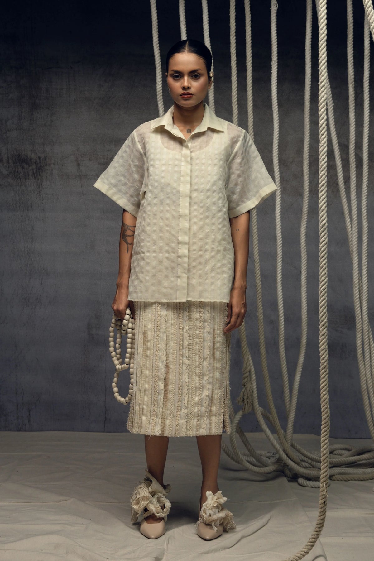 Ivorykhadi Silk Checkered Shirt