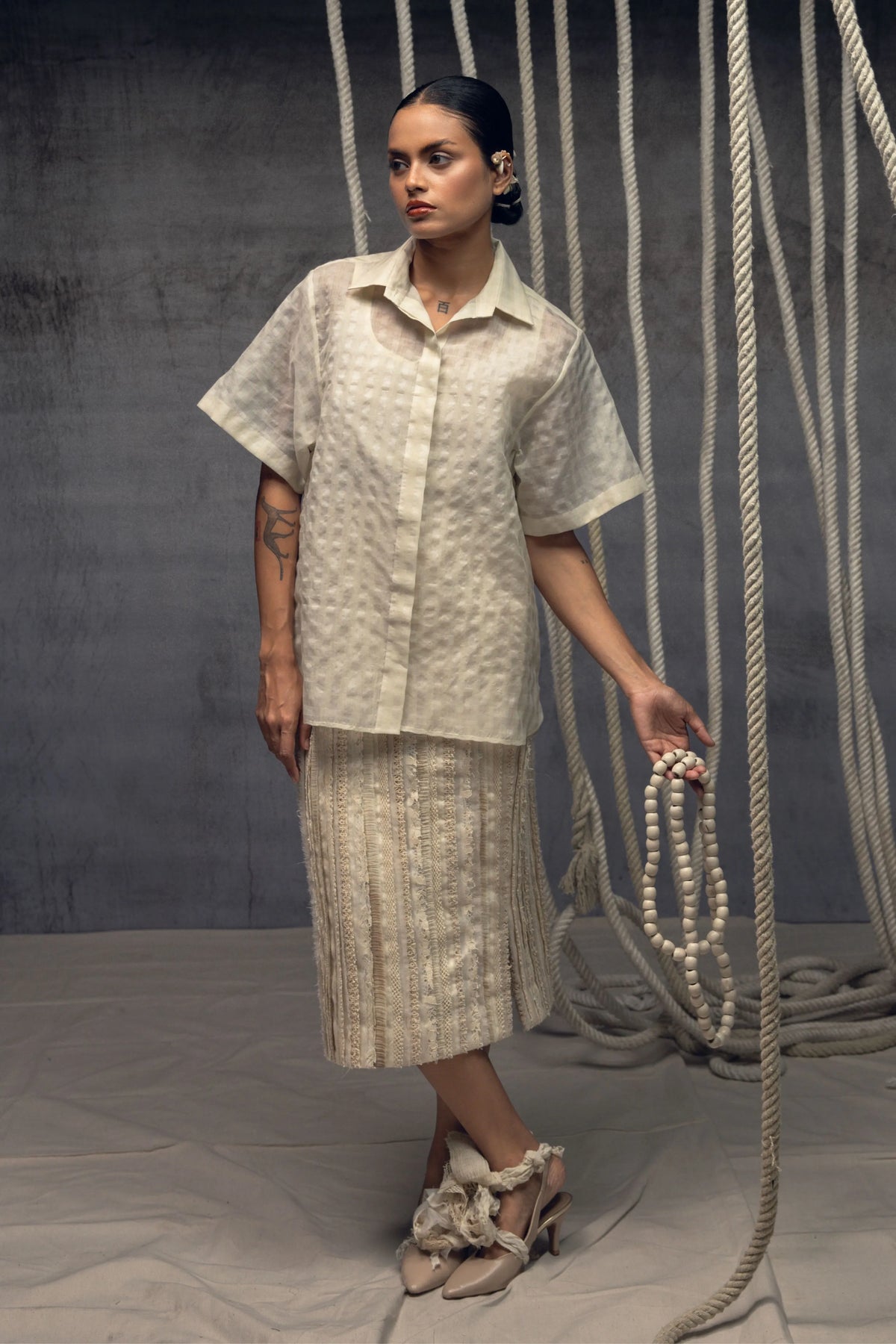 Ivorykhadi Silk Checkered Shirt
