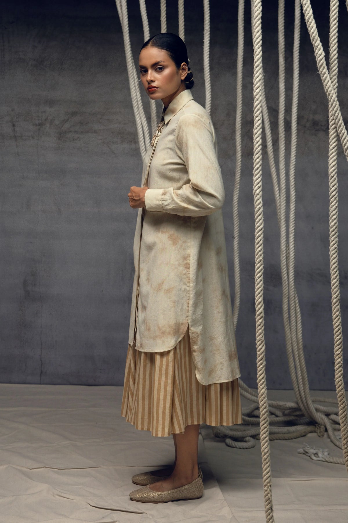 Ivory Ombré Linen Shirt