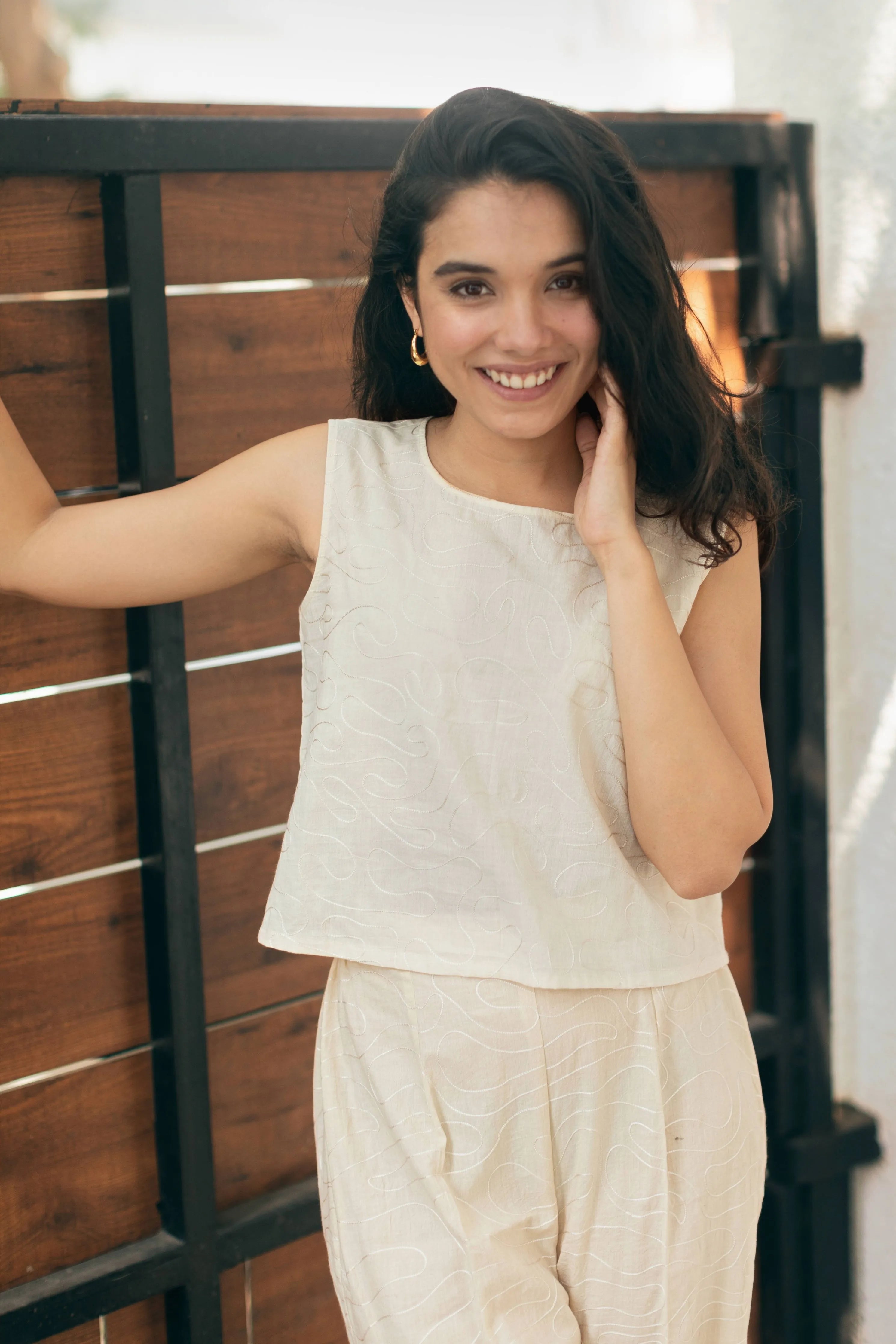 Contemporary Embroidered Organic Cotton Co-ord Set