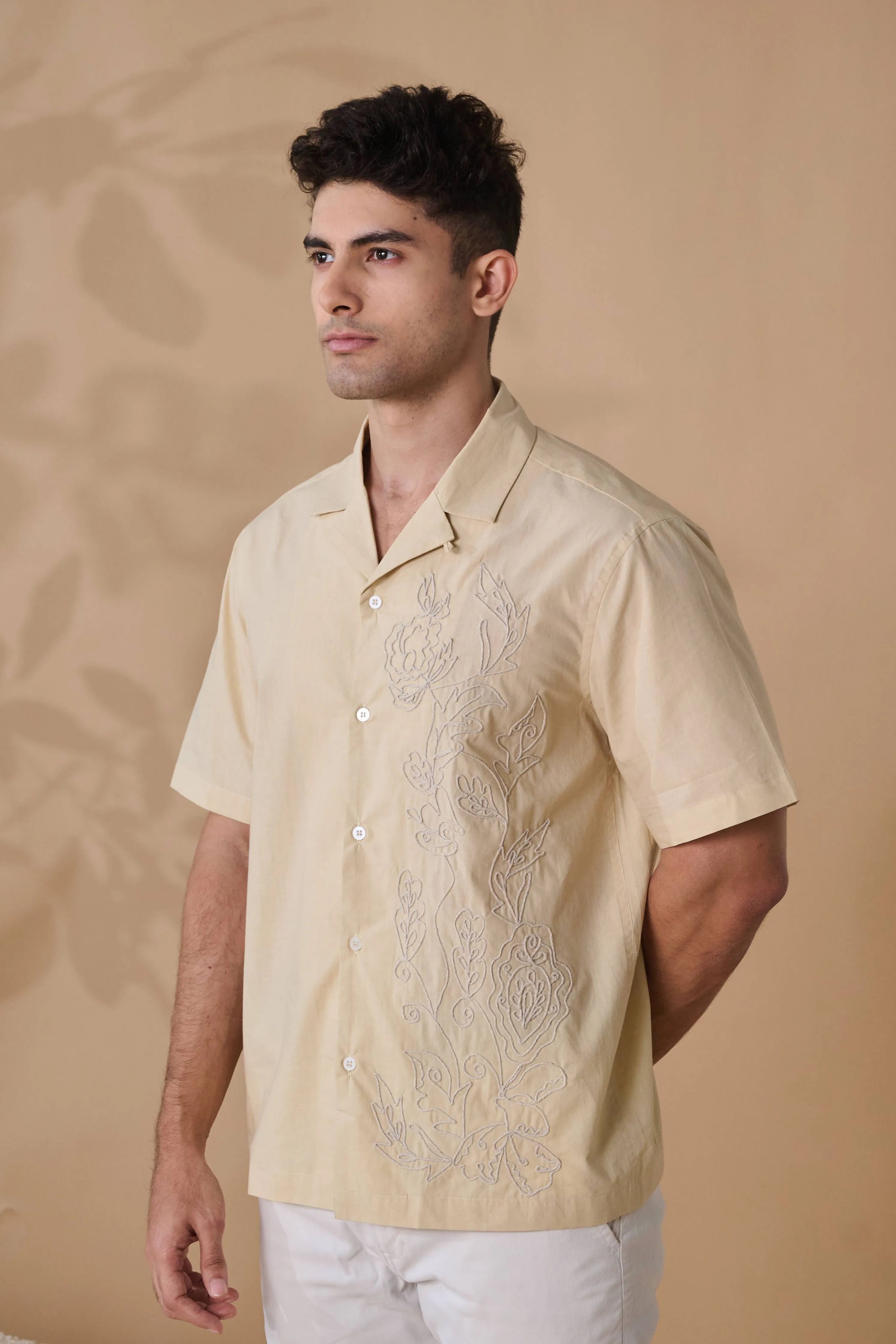 Beige Bloom Organic Cotton Shirt
