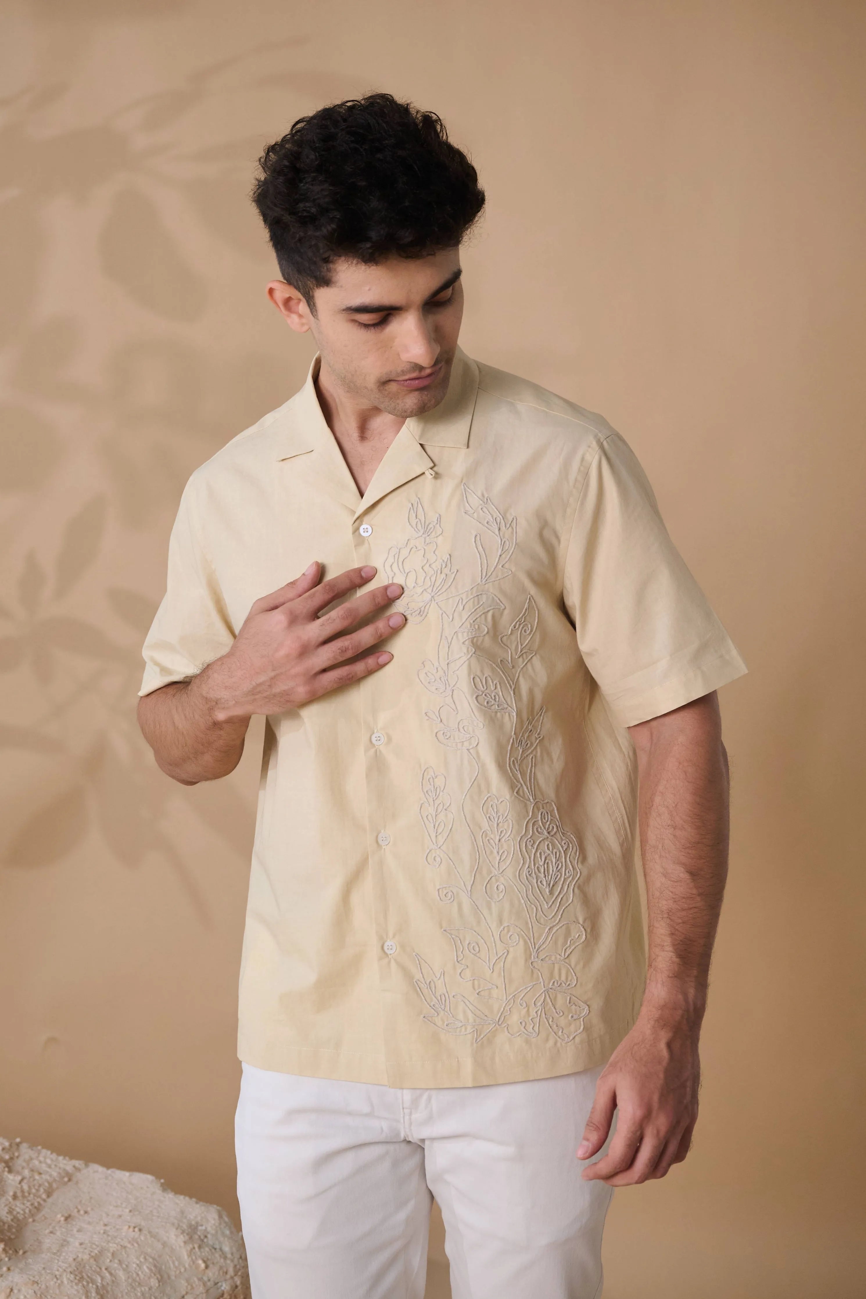 Beige Bloom Organic Cotton Shirt