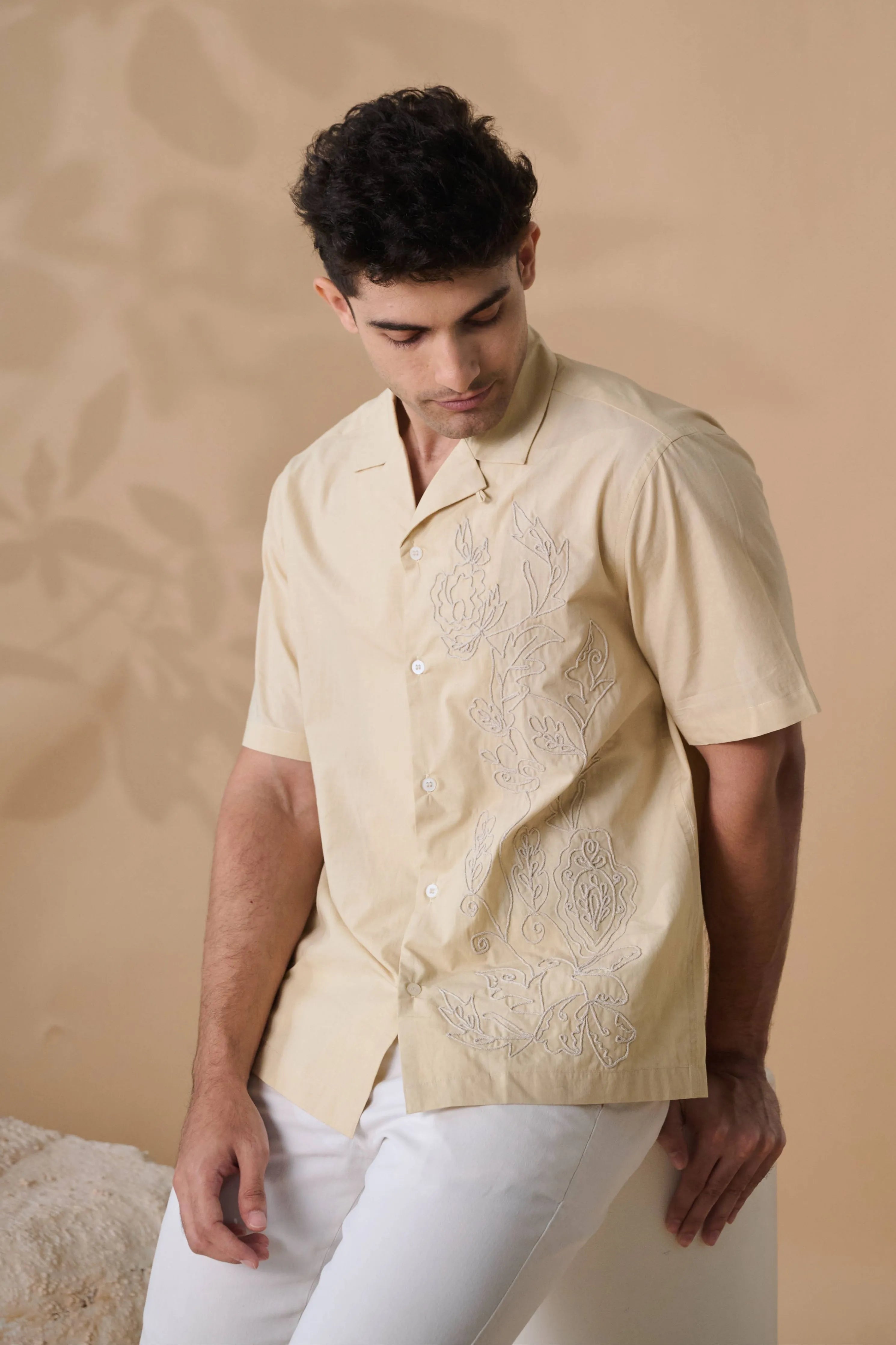 Beige Bloom Organic Cotton Shirt