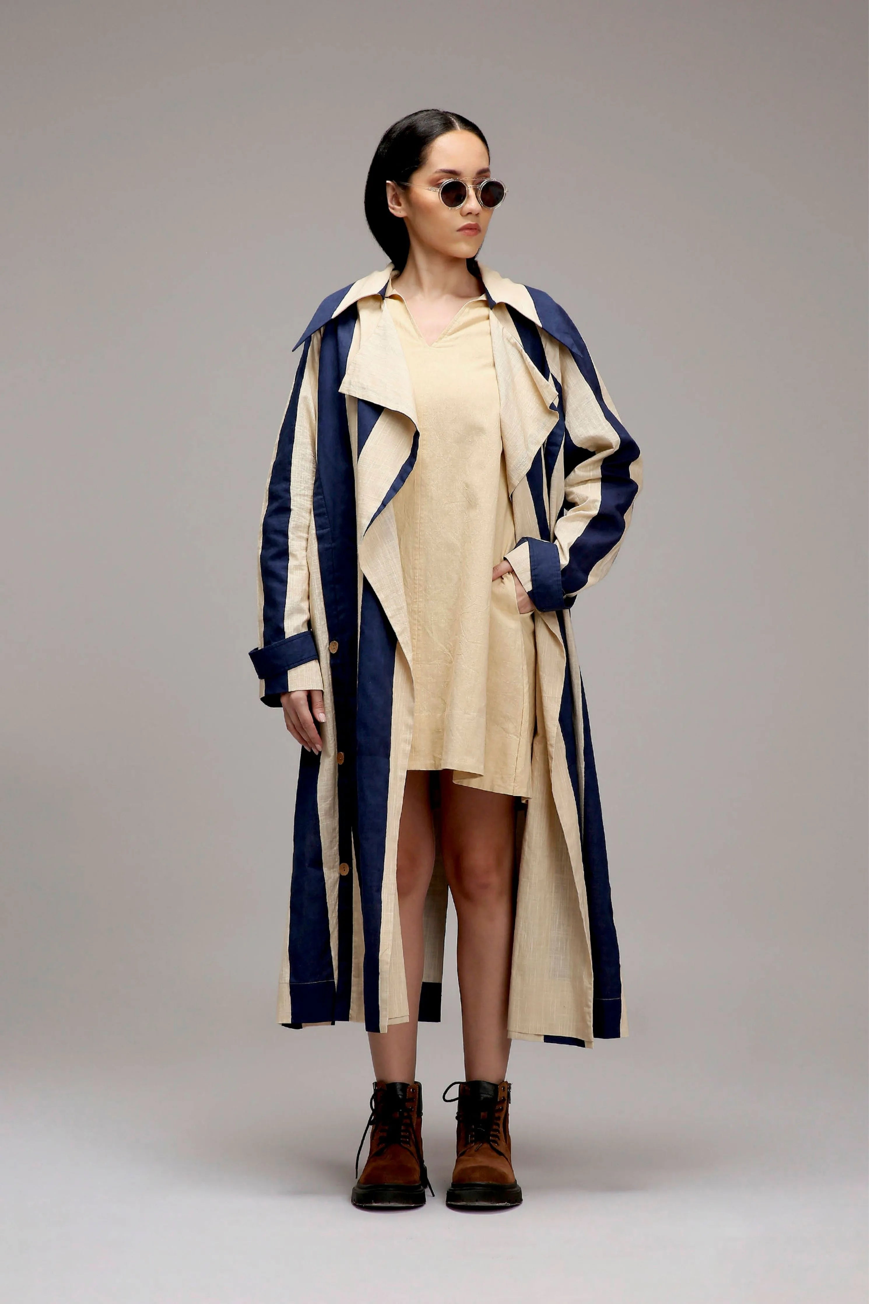 Egg-Shell Jacket & A-Line Shift Dress Set
