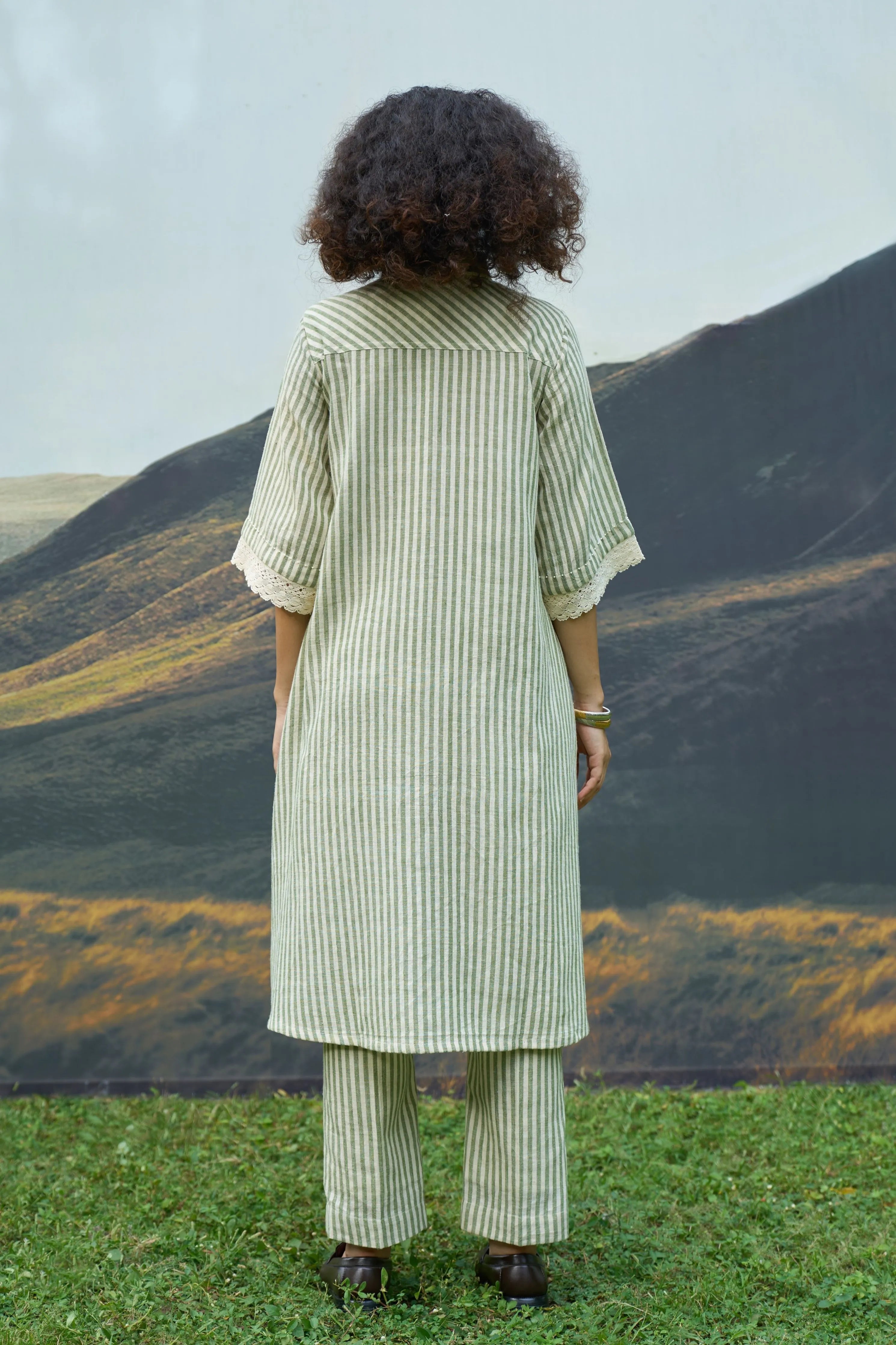 Moss Stripes Tent Shirt Dress