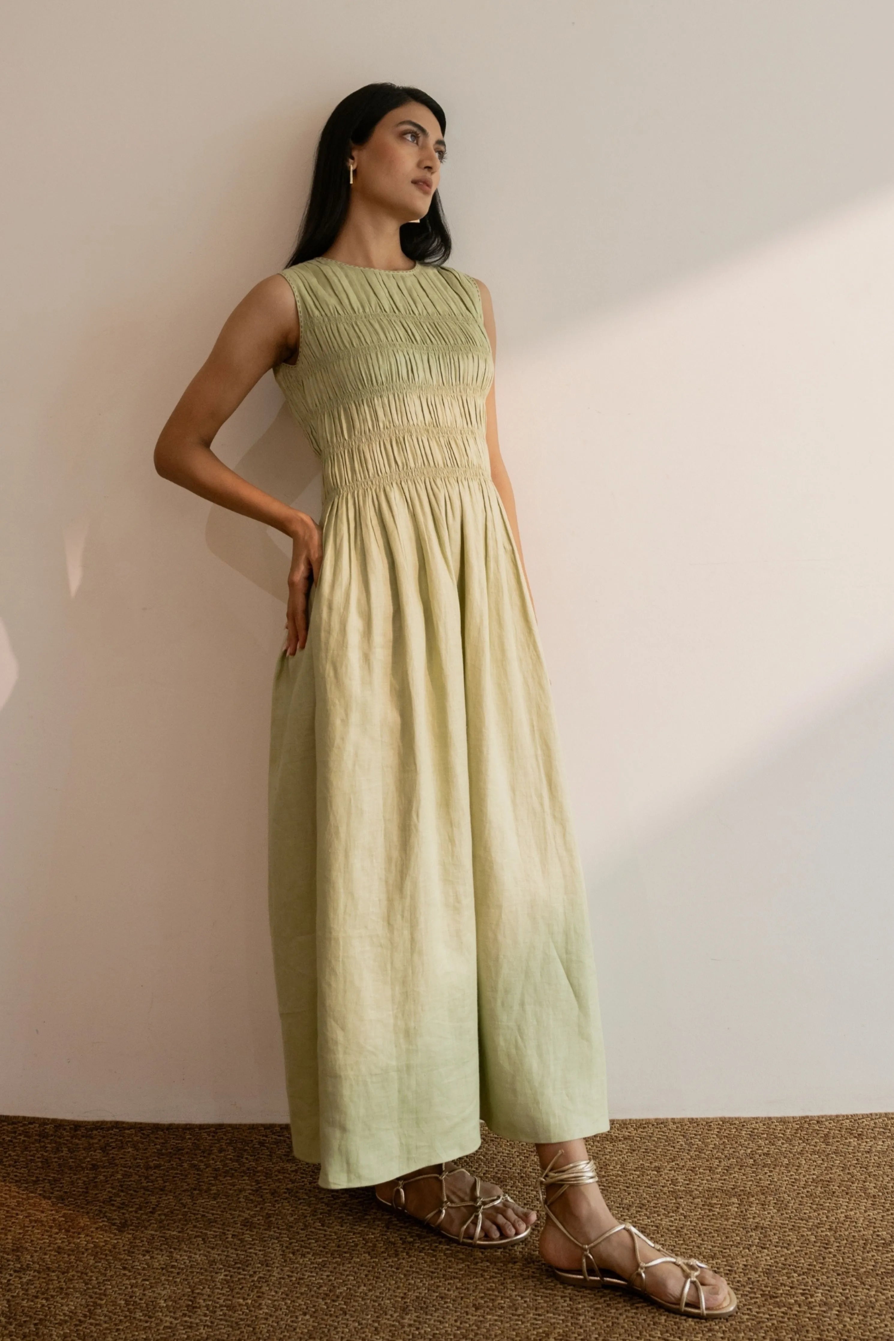 Dew Mint Green Smocked Dress