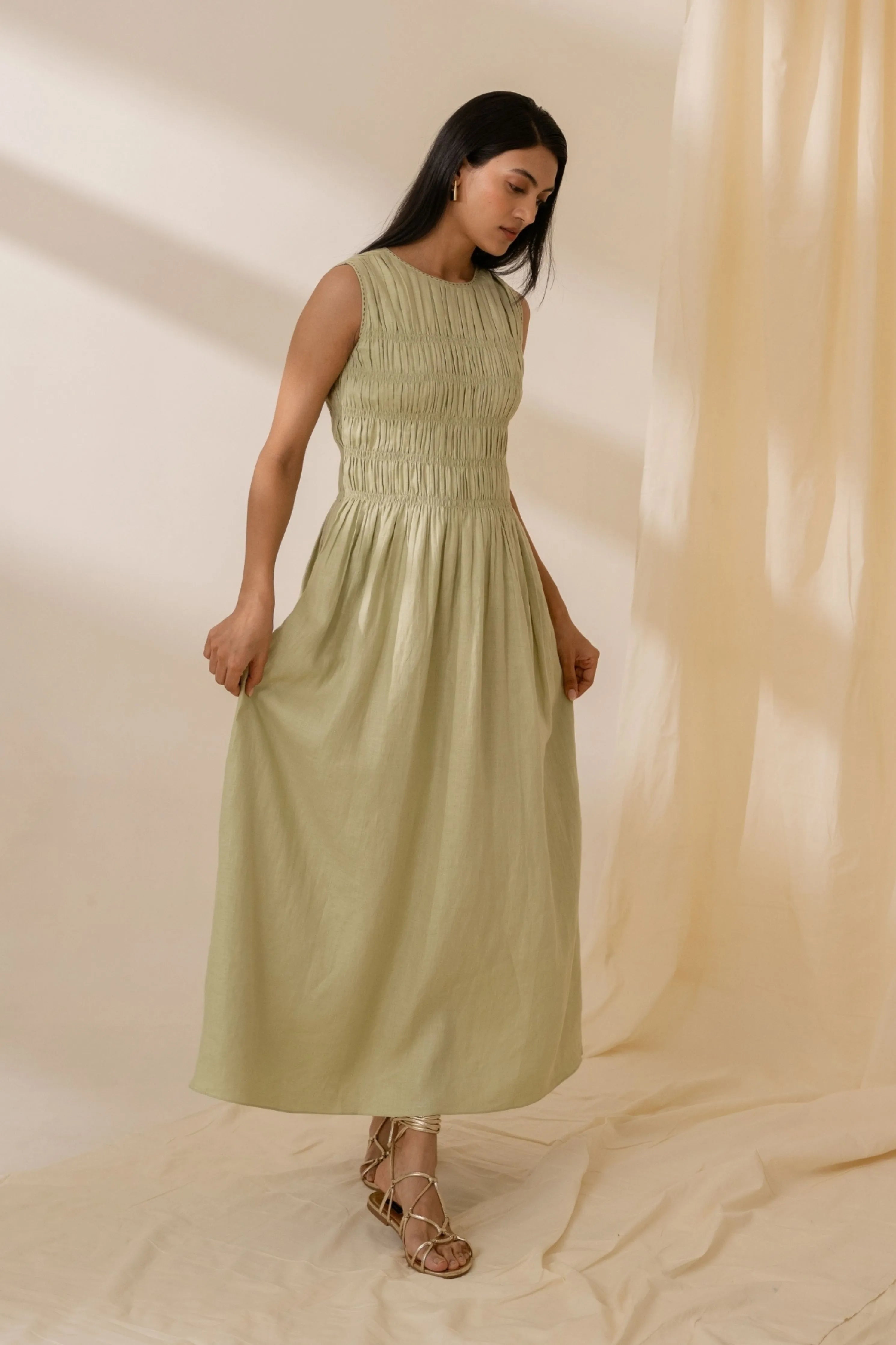 Dew Mint Green Smocked Dress