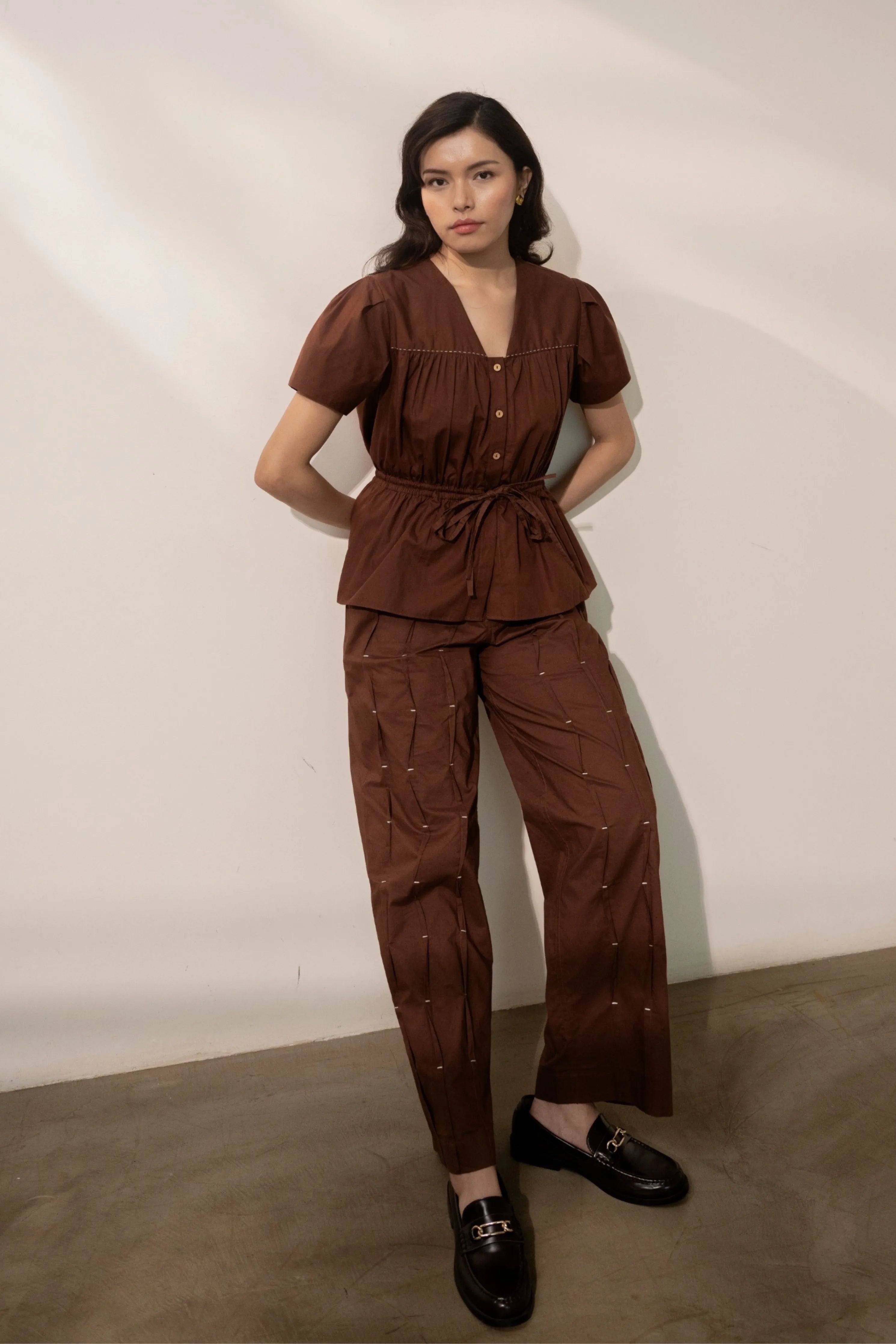 Ether Brown Pleated Pant