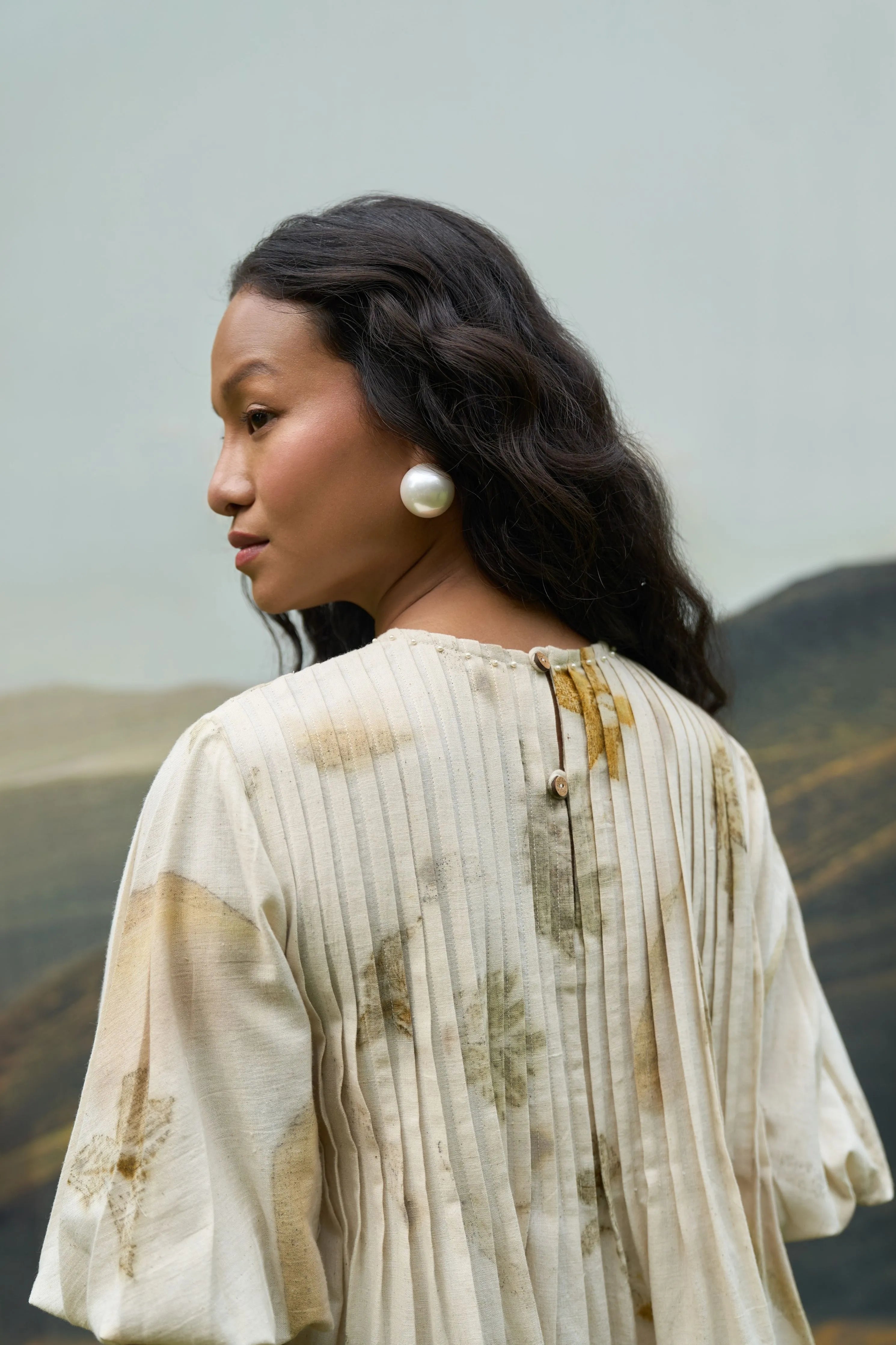 Live Leafy Pintucks Top W Sleeves