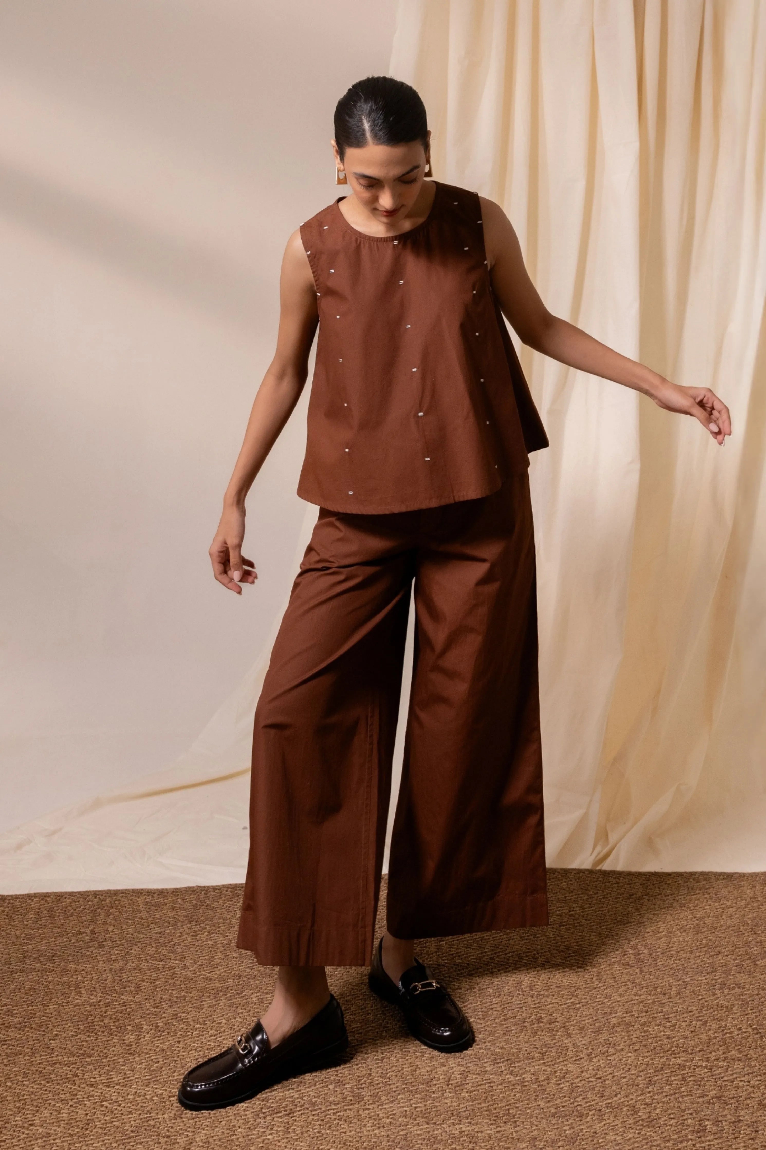 Ether Brown Sleeveless Top