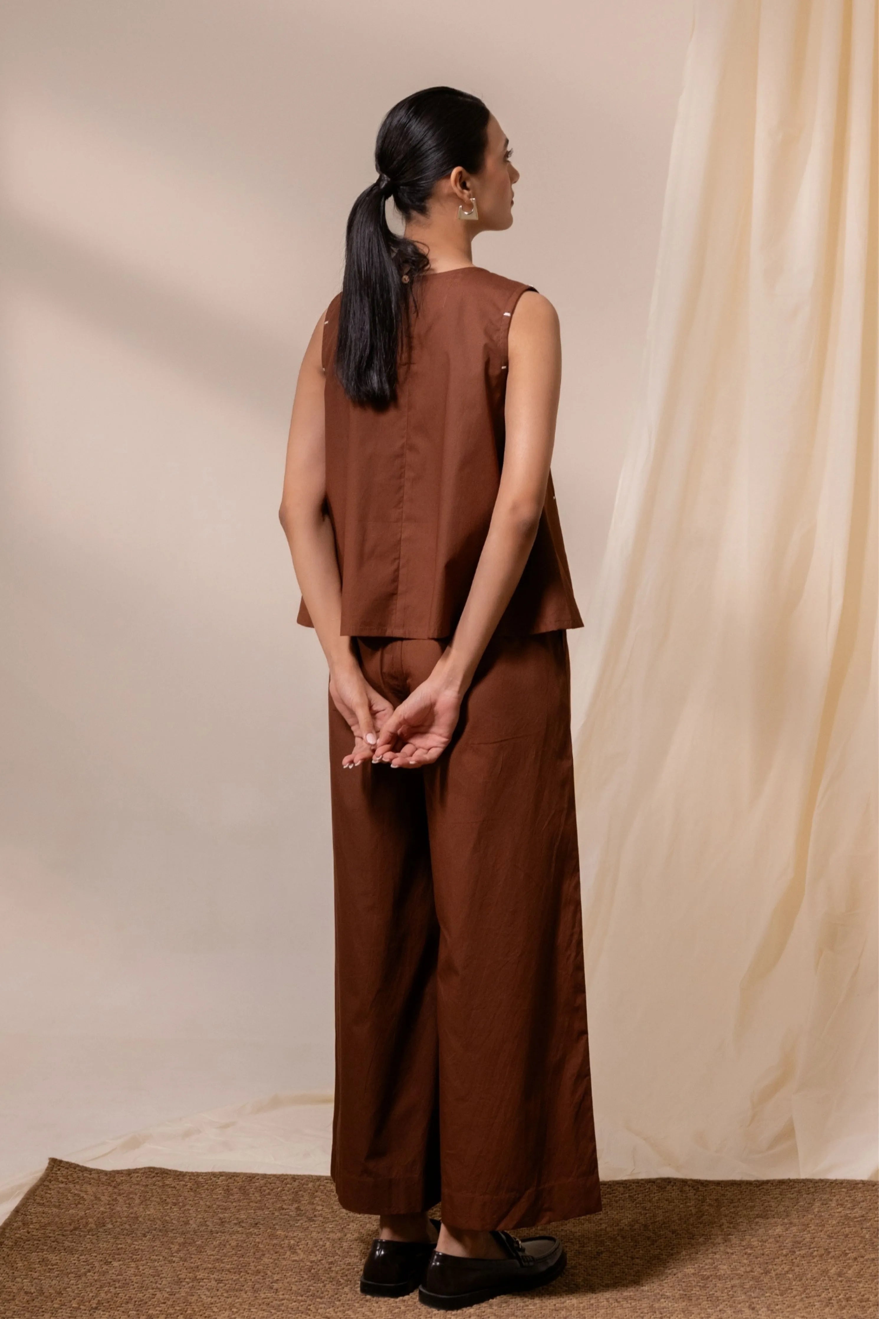 Ether Brown Sleeveless Top
