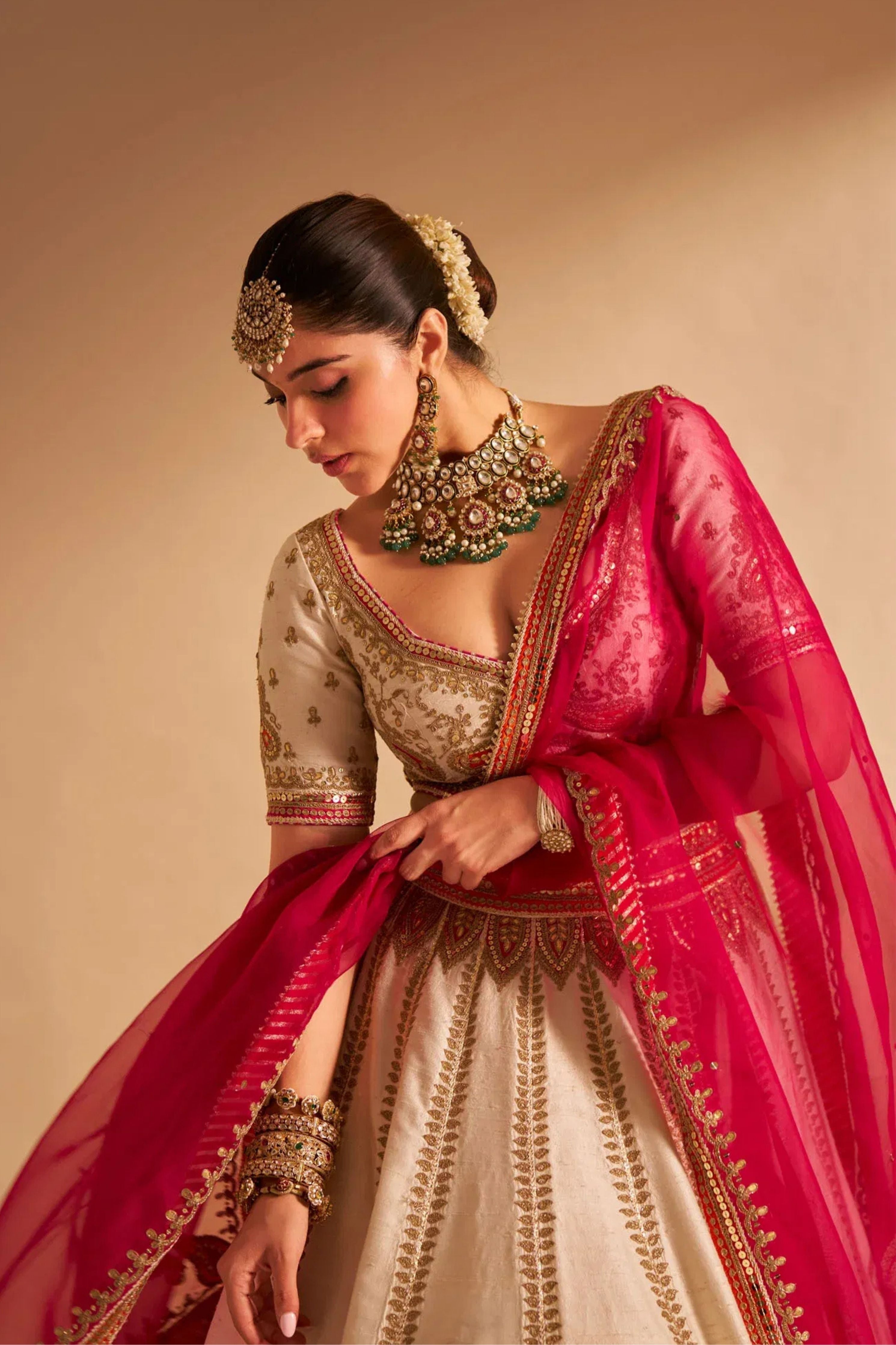 Amara  Daisy Ivory Lehenga   Set